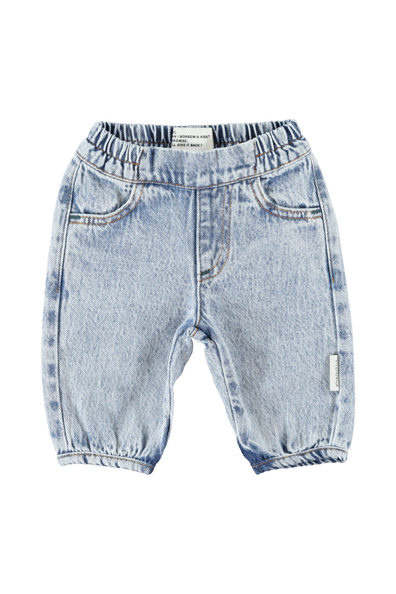 Piupiuchick Baby Trousers Fadded Light Blue Denim
