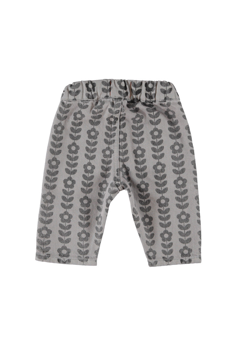 Piupiuchick Baby Trousers Grey W/Black Flowers