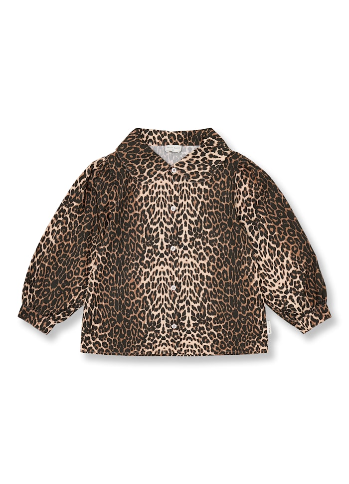 Petit Blush Collar Blouse Leopard AOP