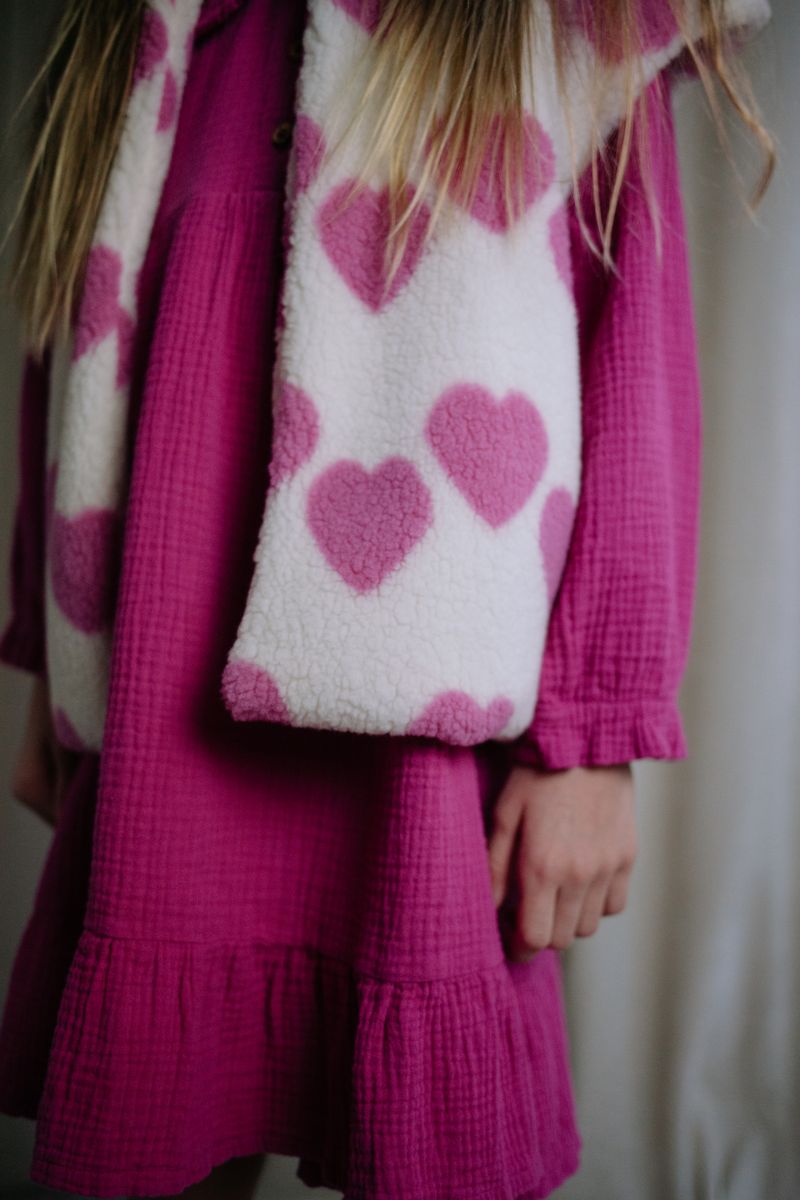 Daily Brat Hearty Heart Teddy Vest Soft Ivory