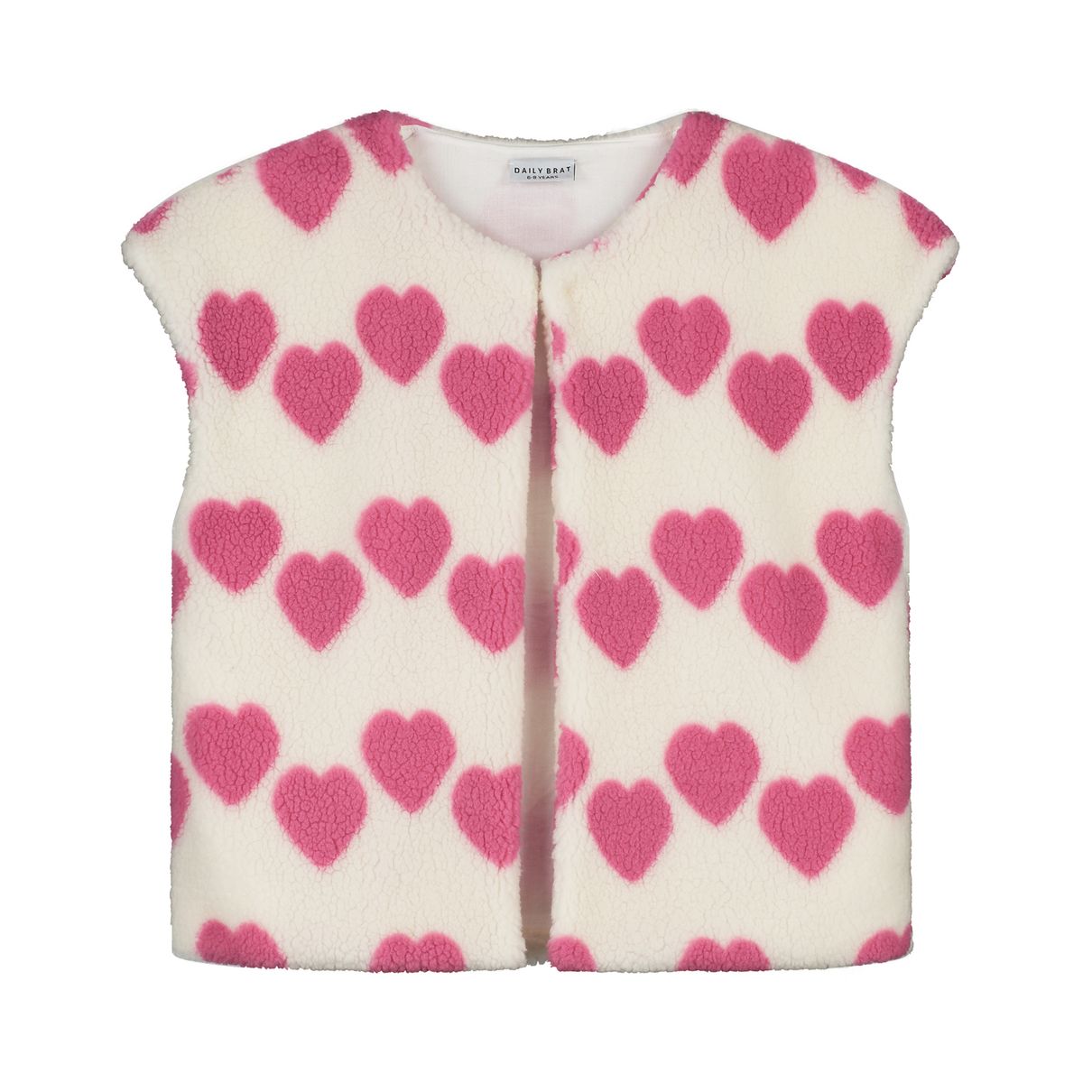 Daily Brat Hearty Heart Teddy Vest Soft Ivory