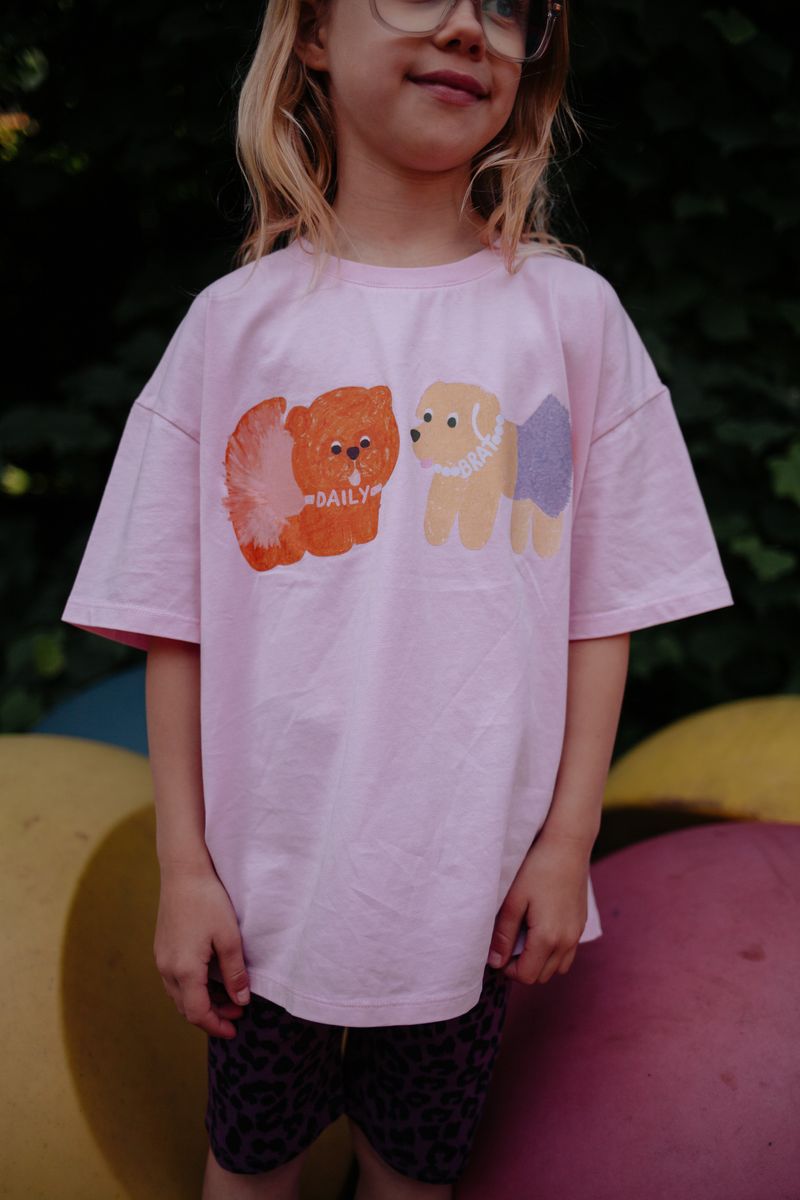 Daily Brat Puppy Posse T-shirt Tender Pink