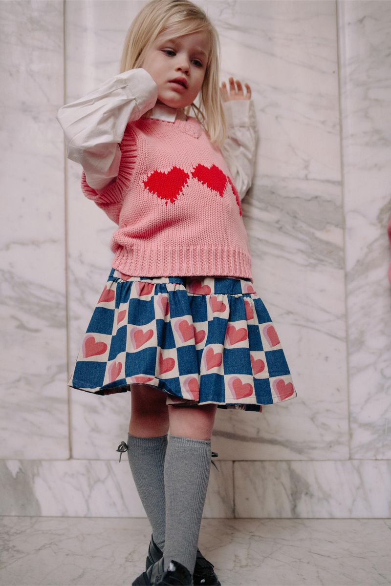 Daily Brat Lucky Heart Skirt Soft Blue