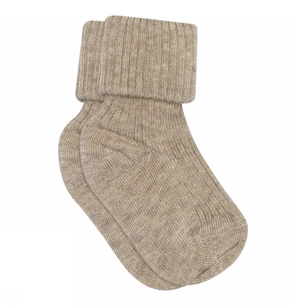 MP Denmark Cotton Rib Baby Sokken Light Brown Melange 489
