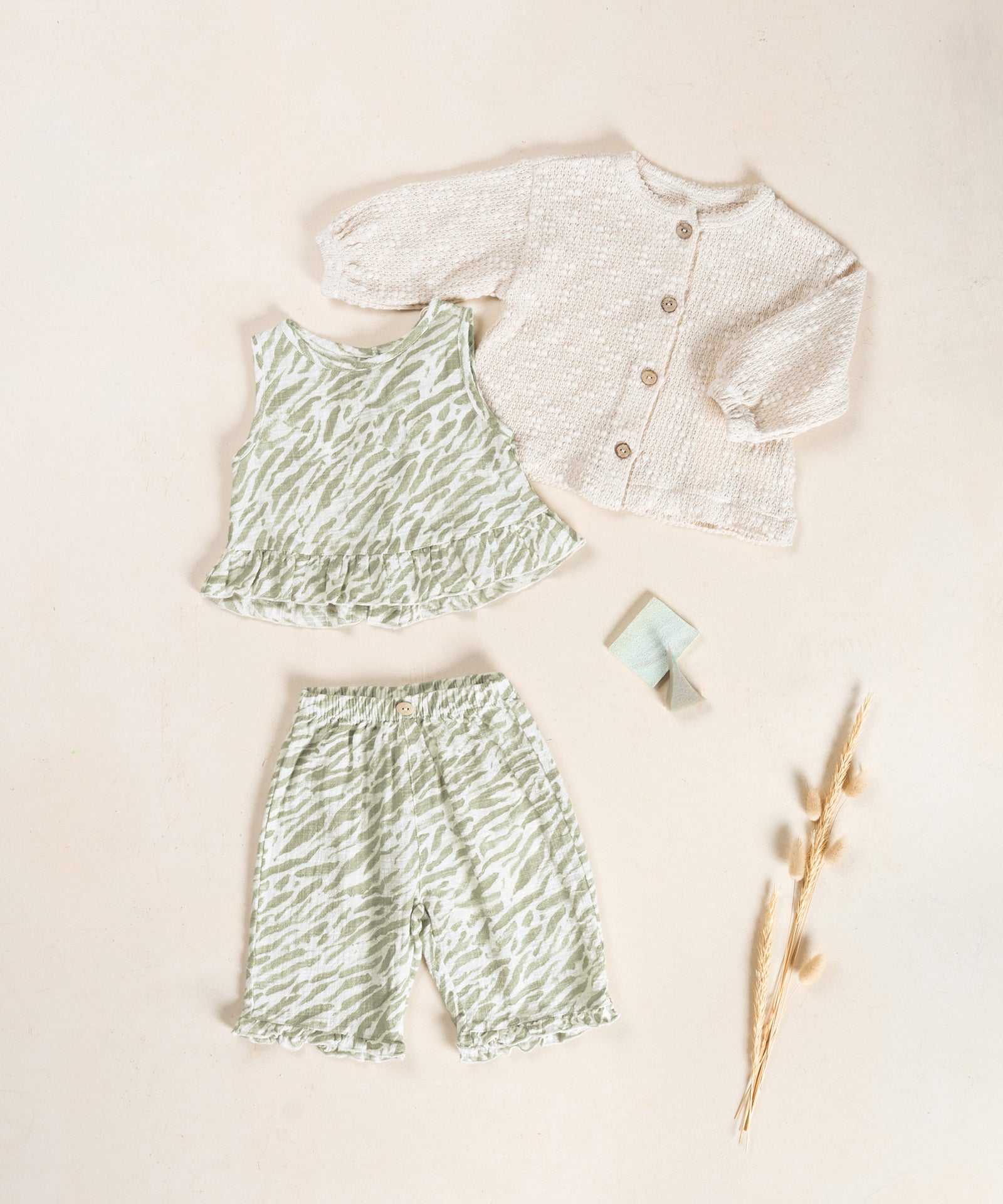 Play Up Printed Woven Baby Trousers Groen Beige