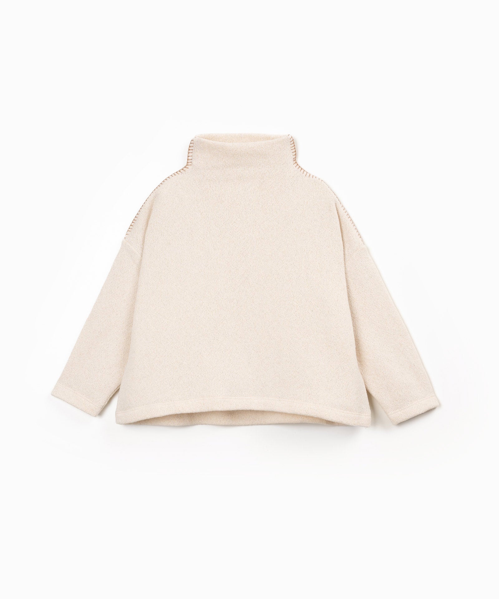 Play UP Jersey Sweater Opstaande Kraag Beige