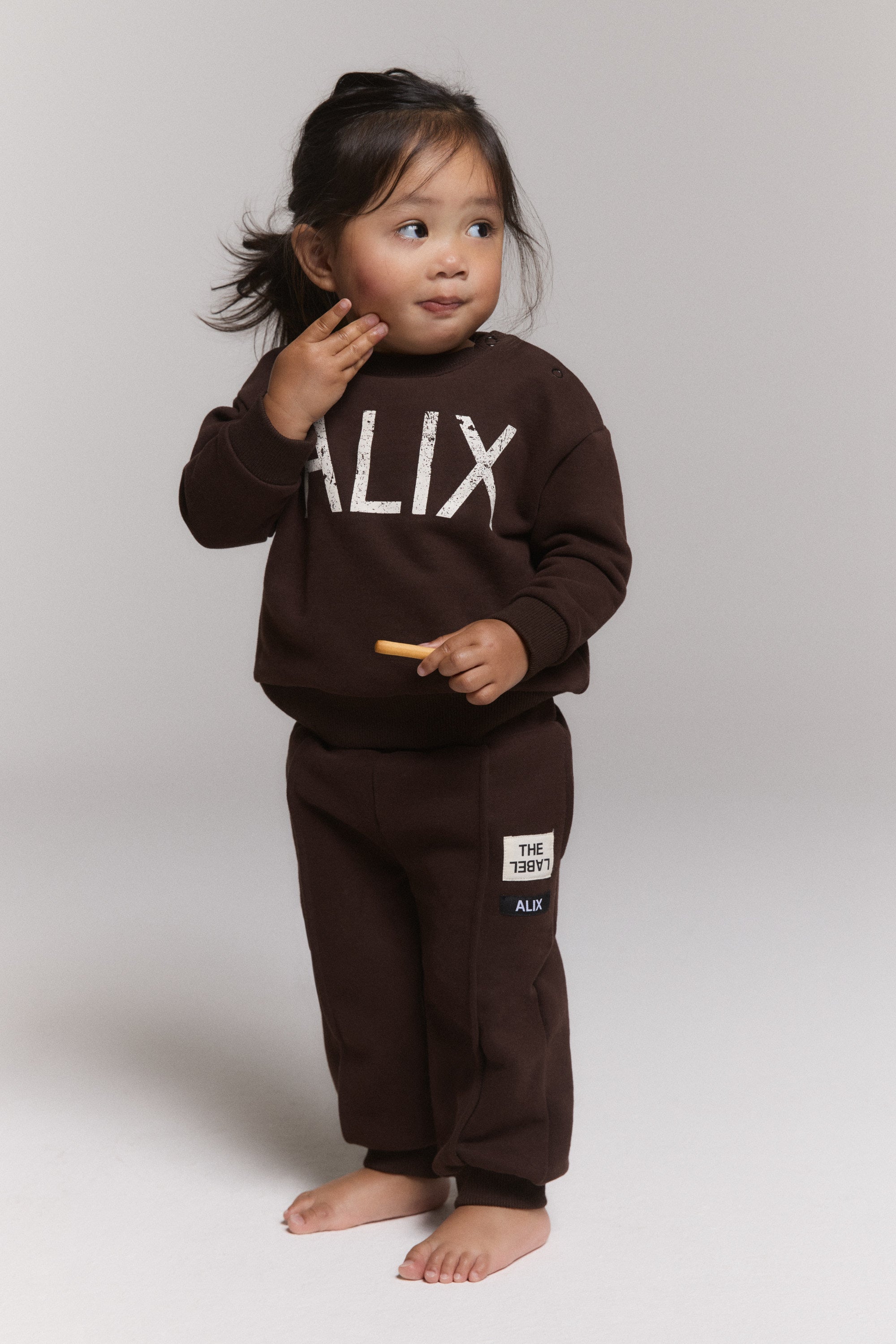Alix Mini Baby Pintuck Pants Warm Brown