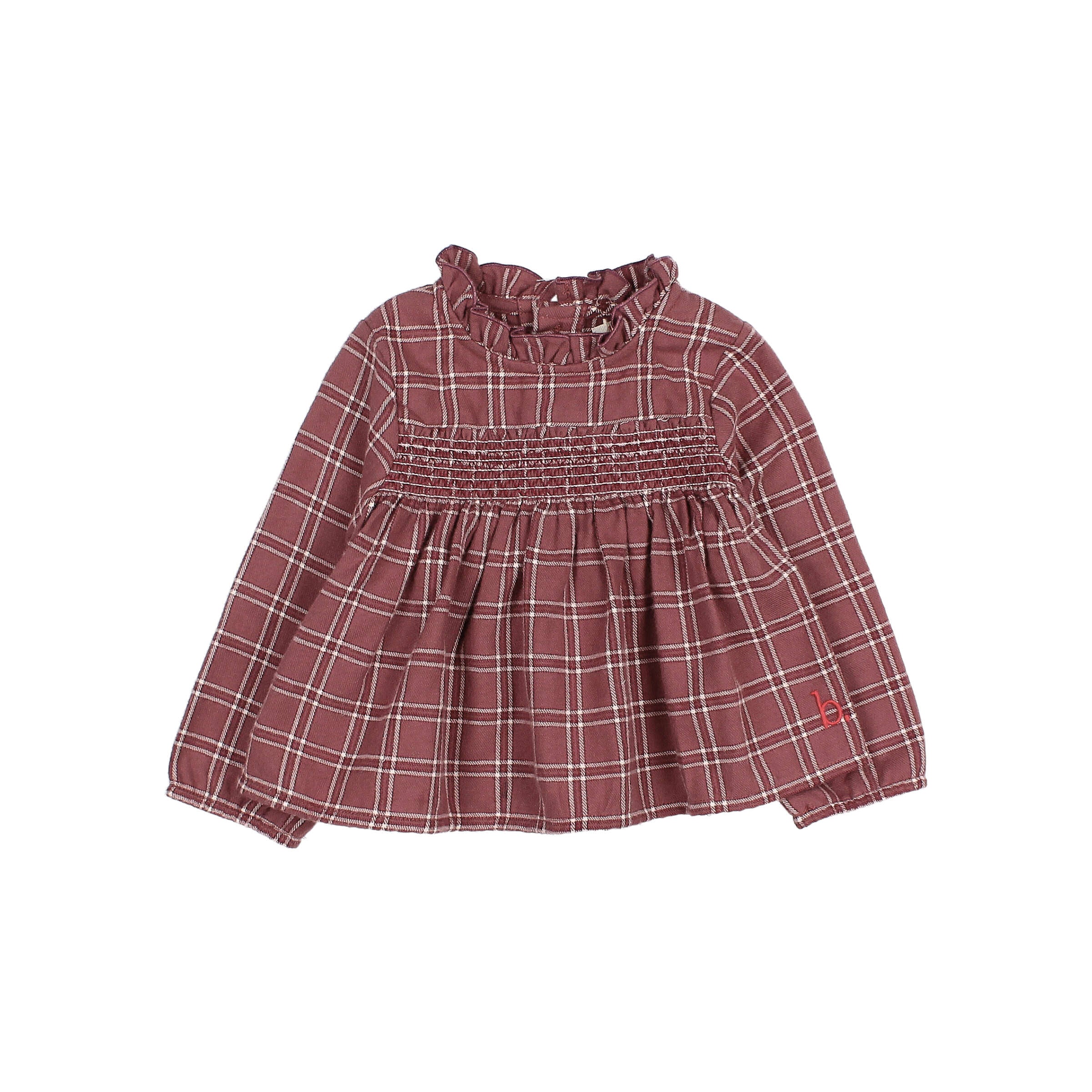 Búho Baby Tartan Blouse Pomegranate