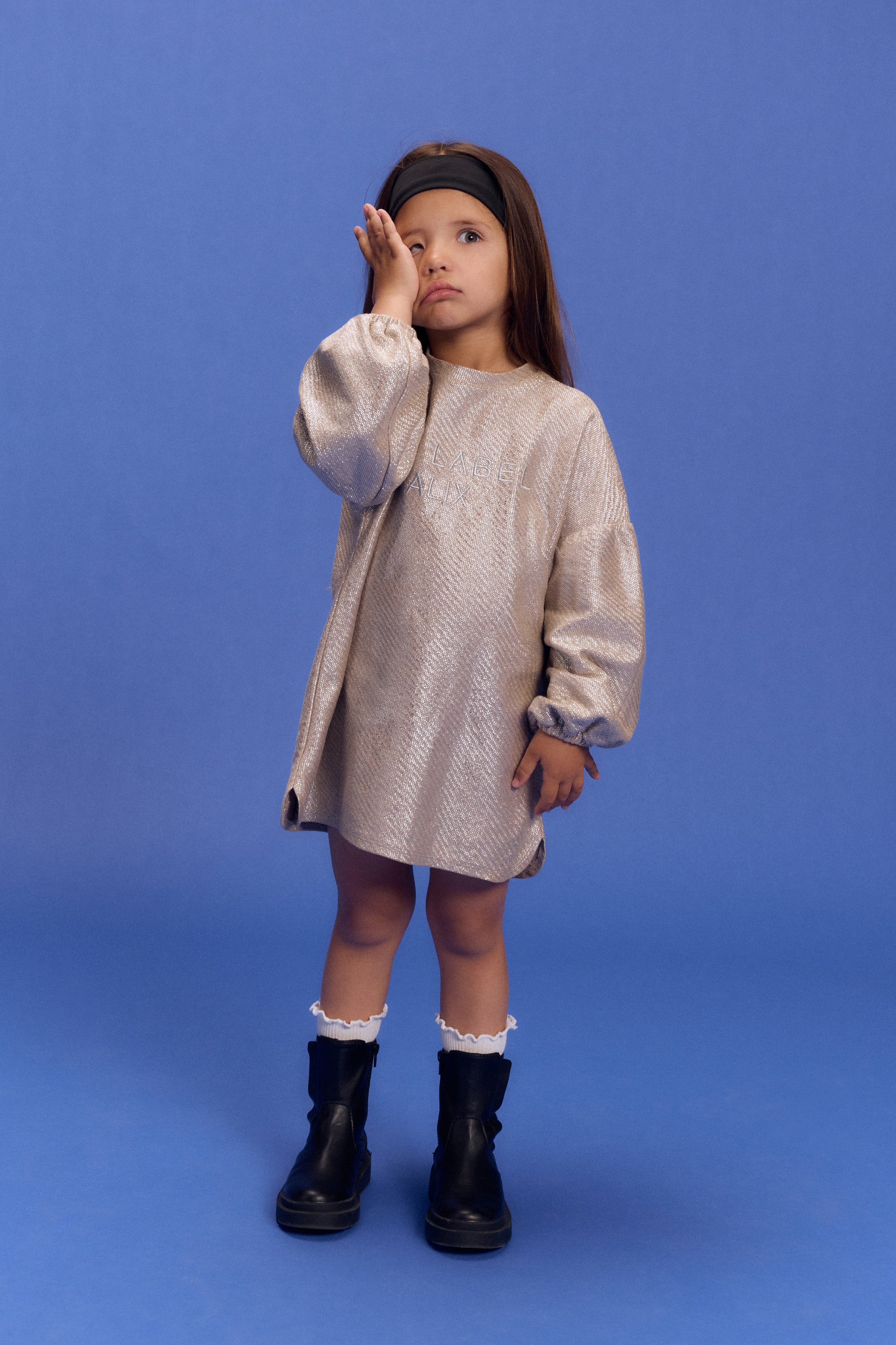 Alix Mini Knitted Silver Dress Girls