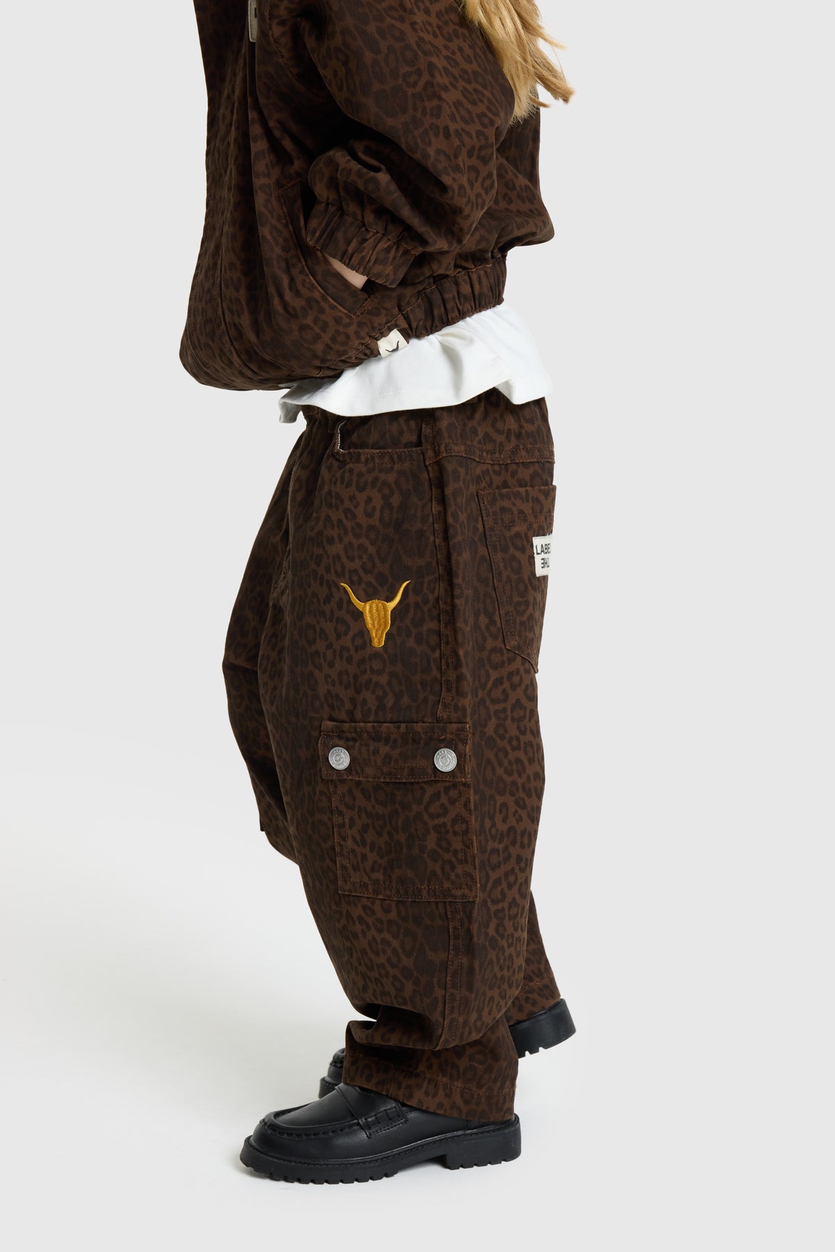 Alix Mini Kids Woven Leopard Cargo Pants