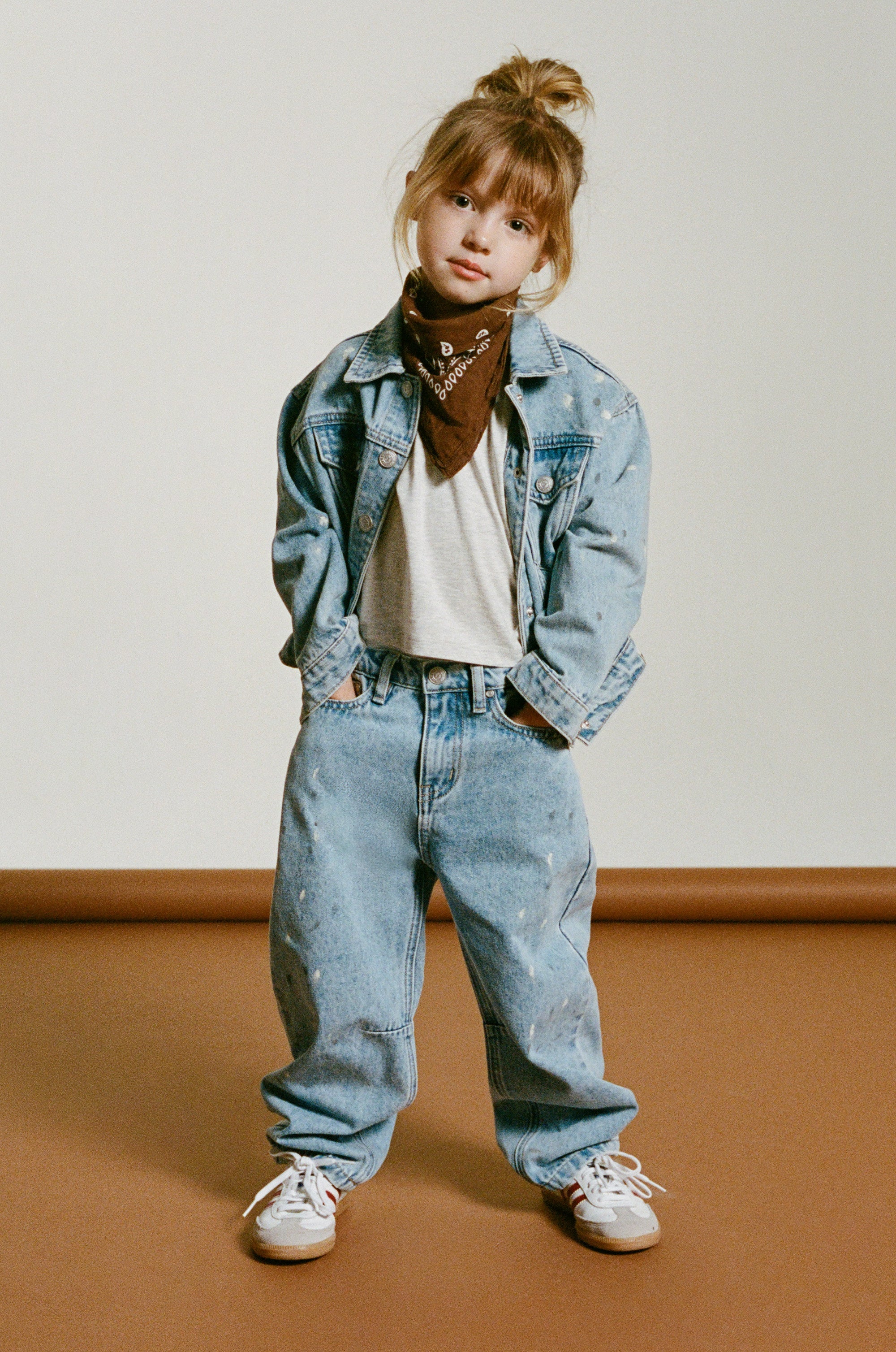 Alix Mini Kids Woven Painted Spots Denim Pants Unisex
