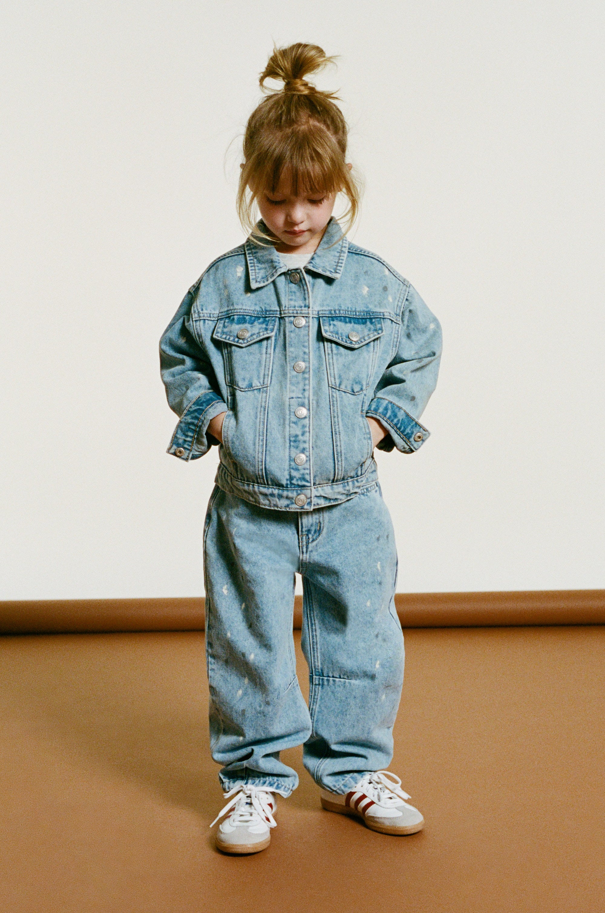 Alix Mini Kids Woven Painted Spots Denim Pants Unisex