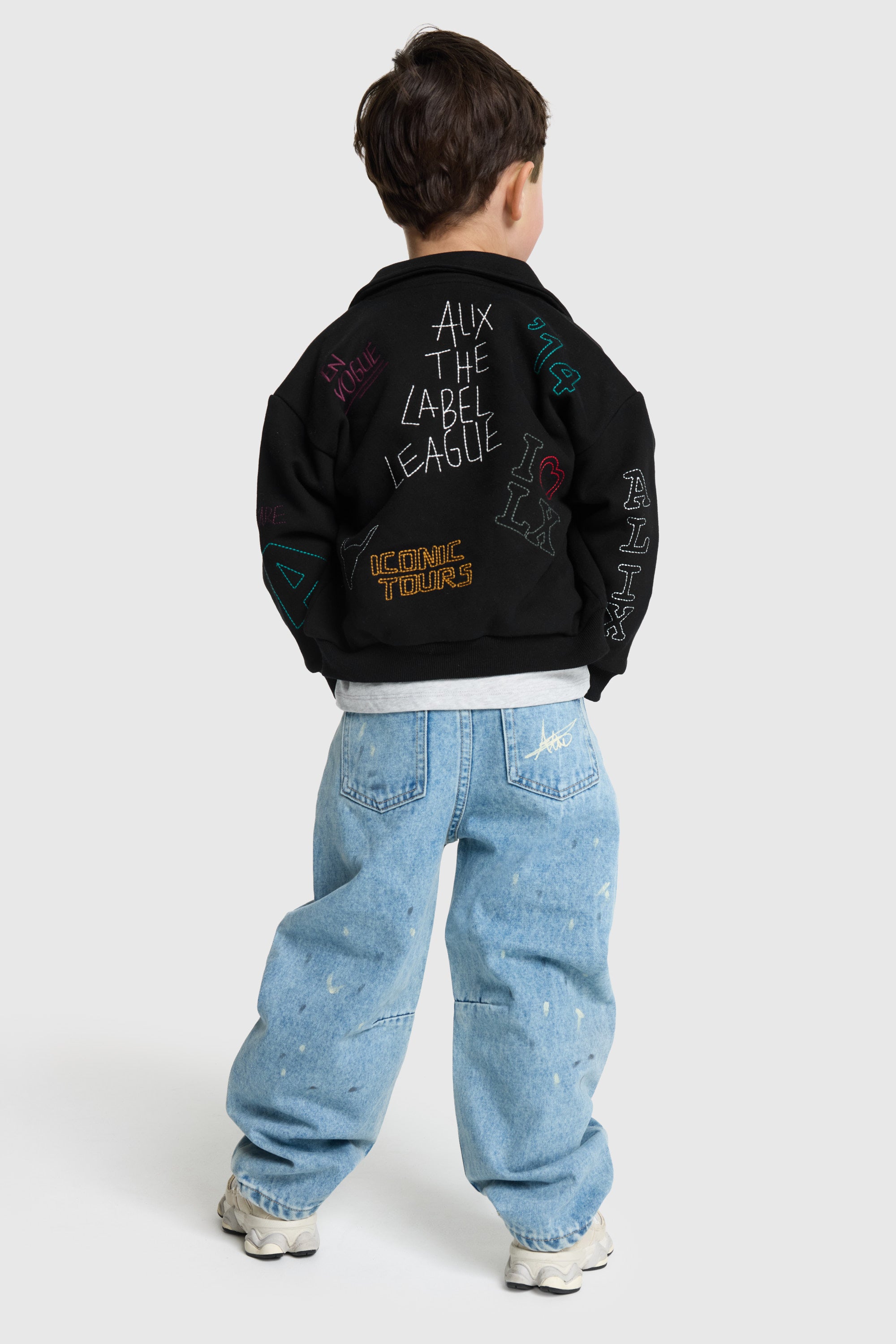 Alix Mini Kids Woven Painted Spots Denim Pants Unisex