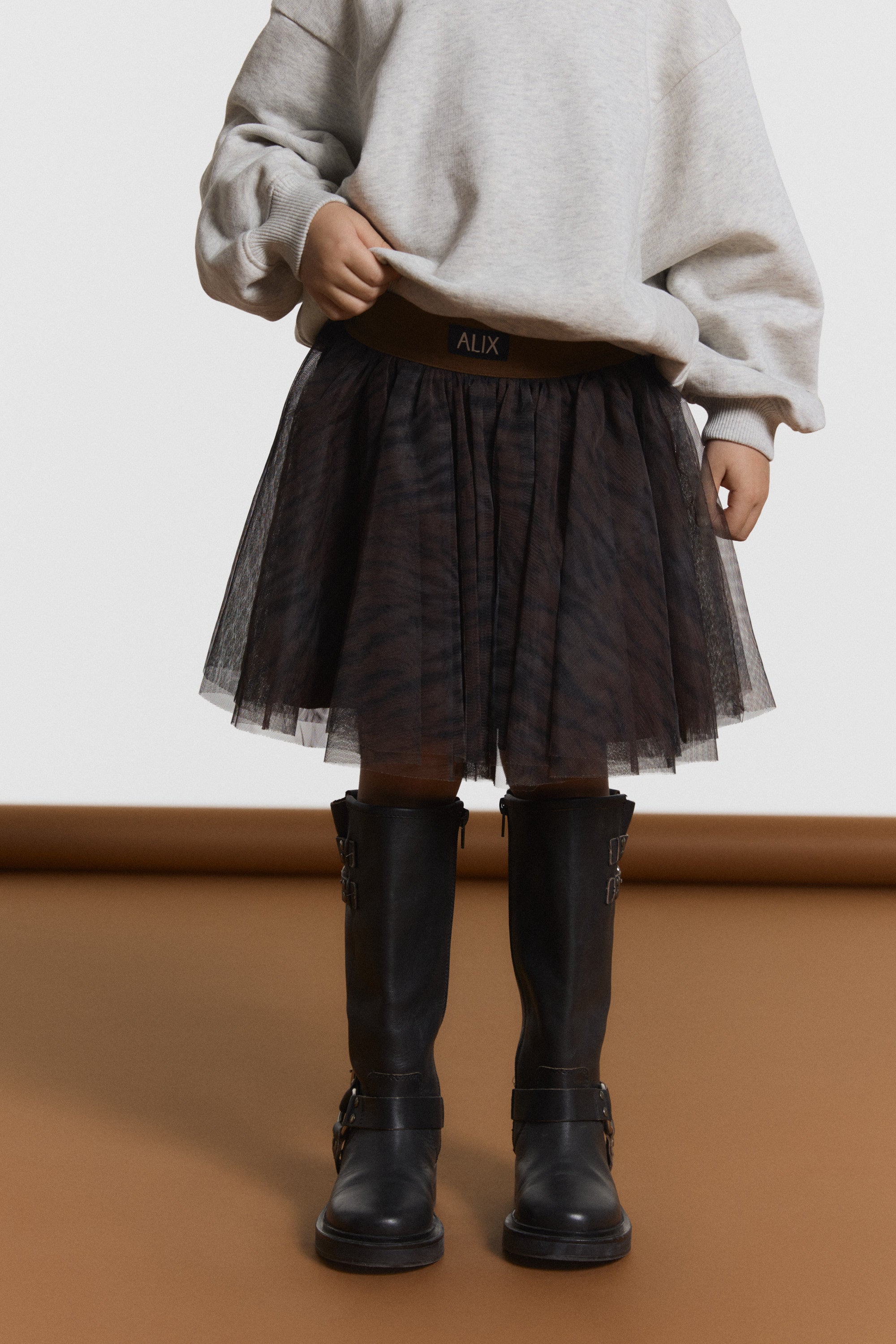 Alix Mini Woven Tiger Tule Skirt