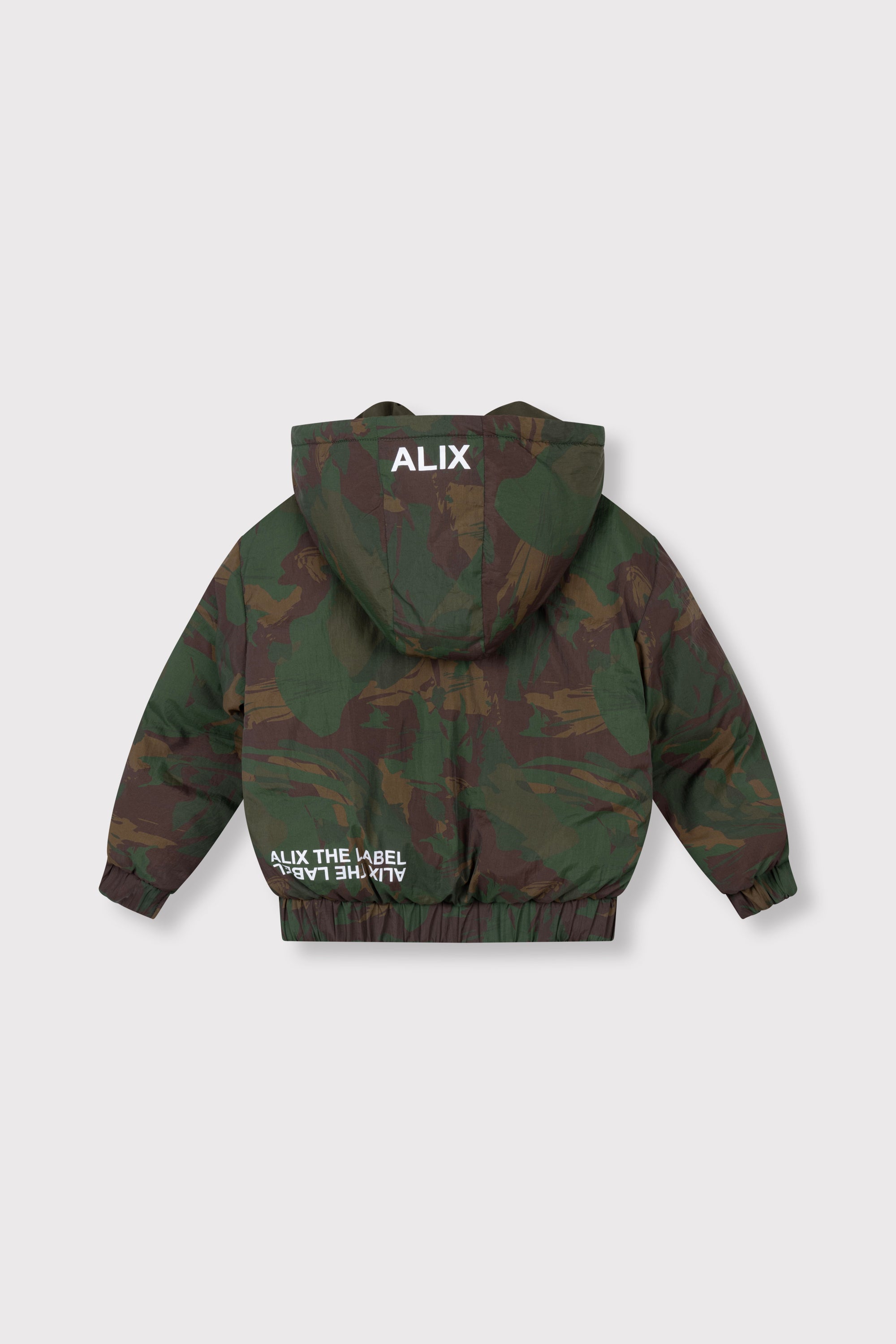 Alix Mini Kids Woven Camouflage Nylon Coat Army