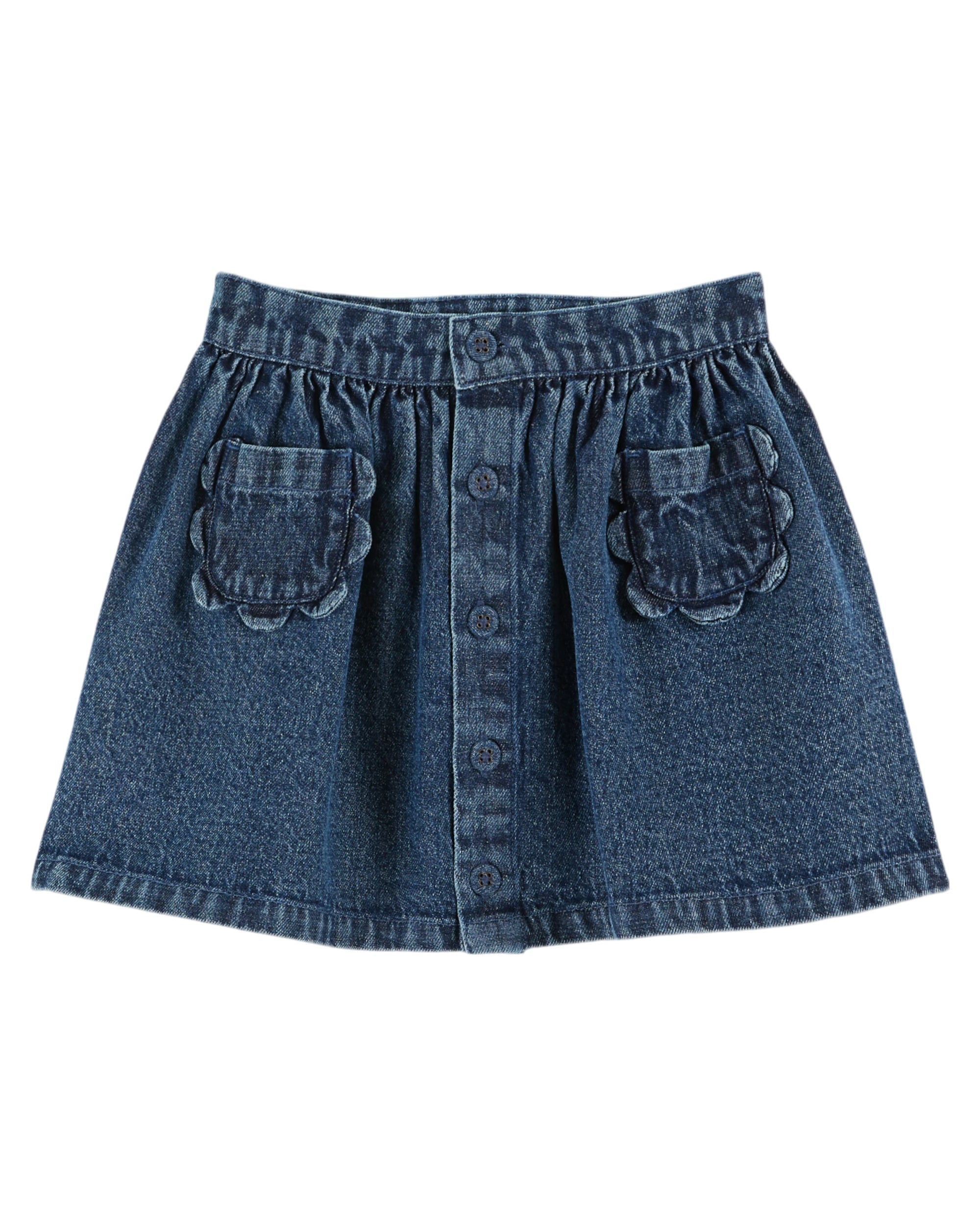 Emile & Ida Jupe Poches Fleurs Denim