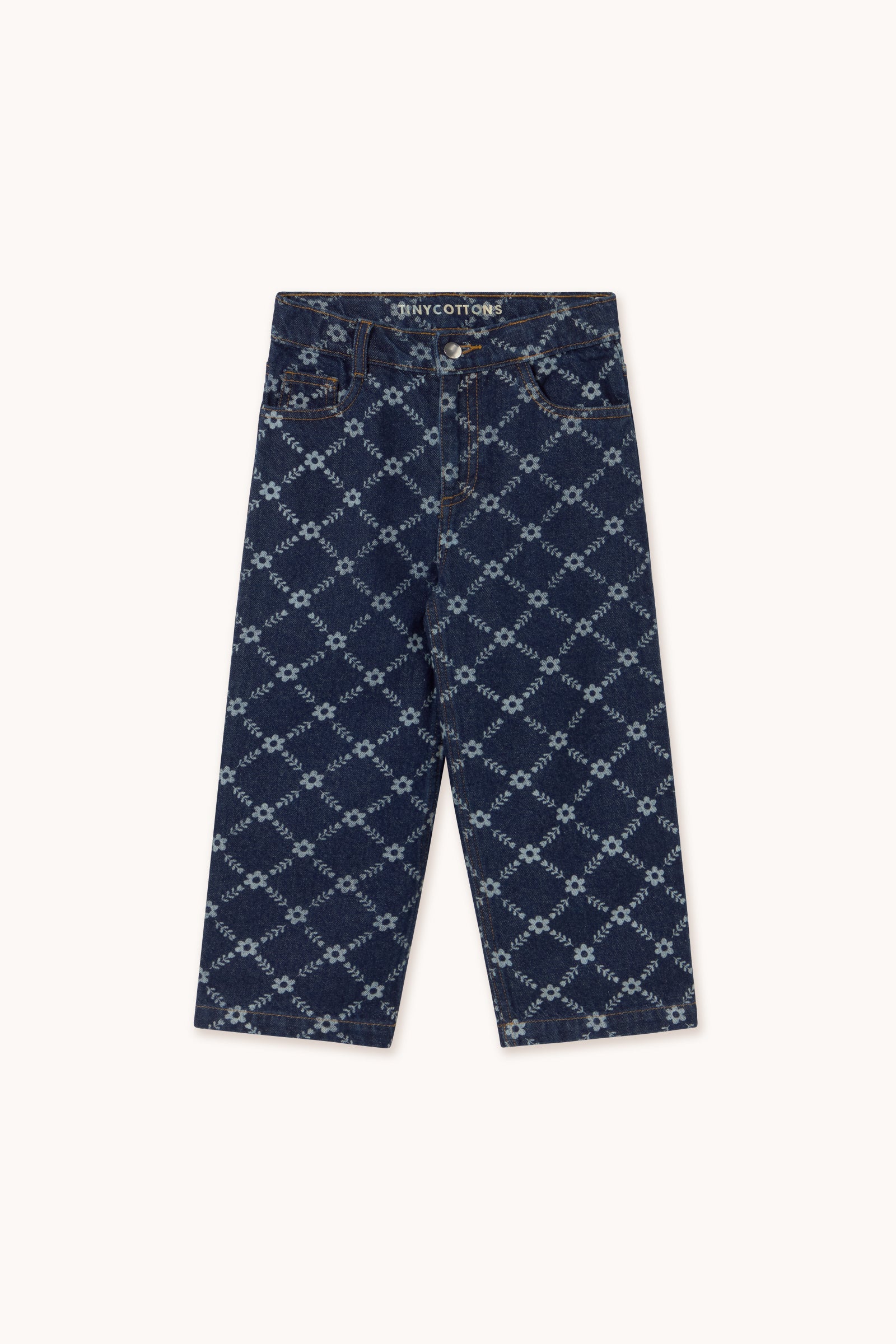 Tiny Cottons Flower Grid Straight Jeans