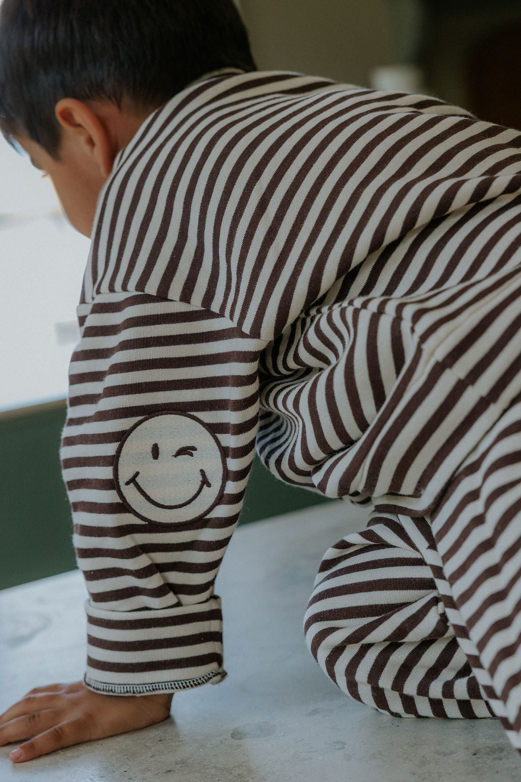 Fliink Alvin LS Stripe Sweatshirt Coffee Been/Sandshell