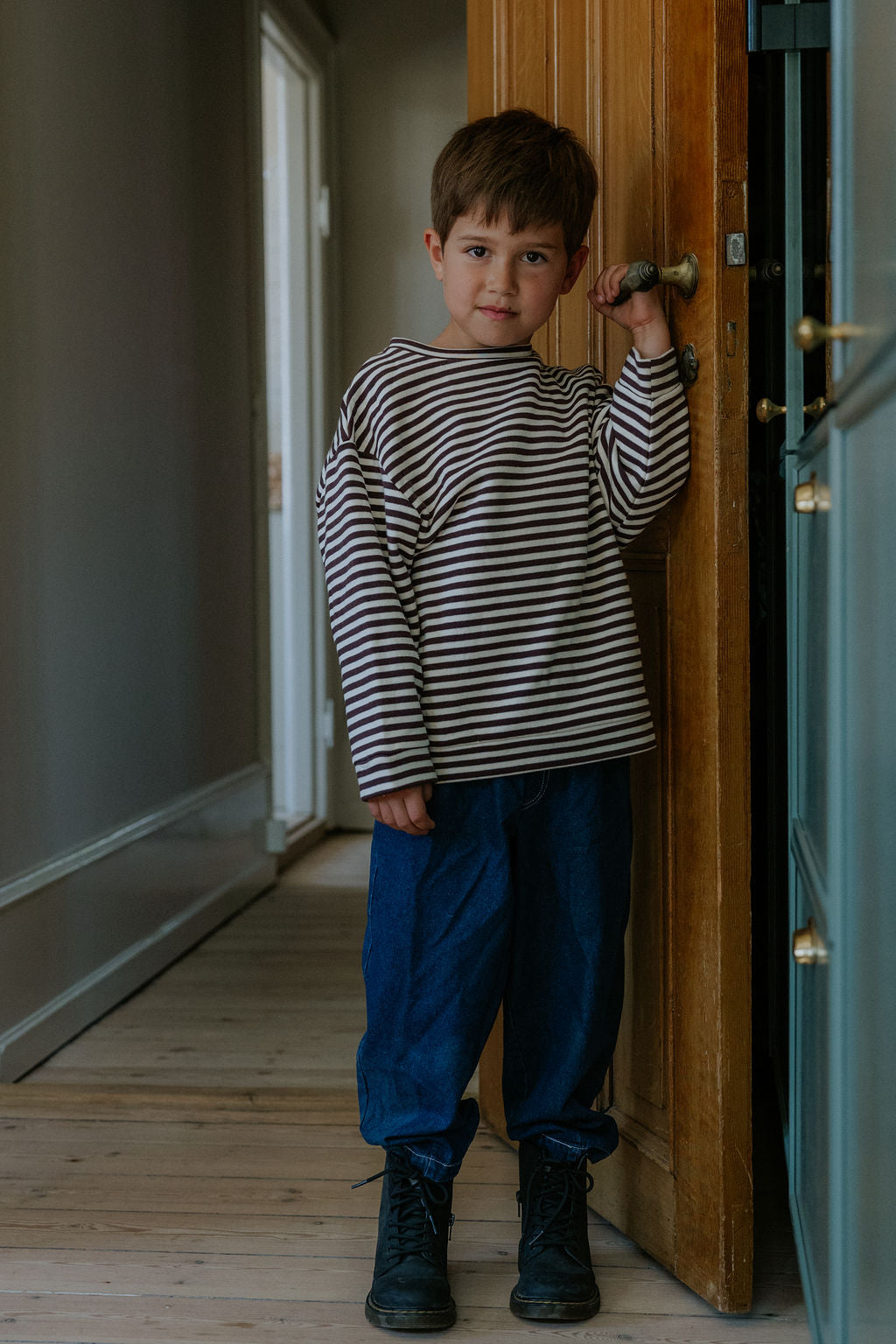 Fliink Alvin LS Stripe Sweatshirt Coffee Been/Sandshell