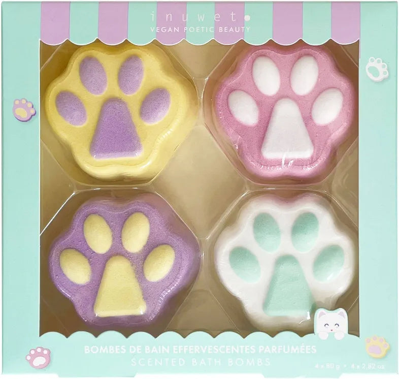 Inuwet Bath Bruisballen 4-Pack Kattenpootjes