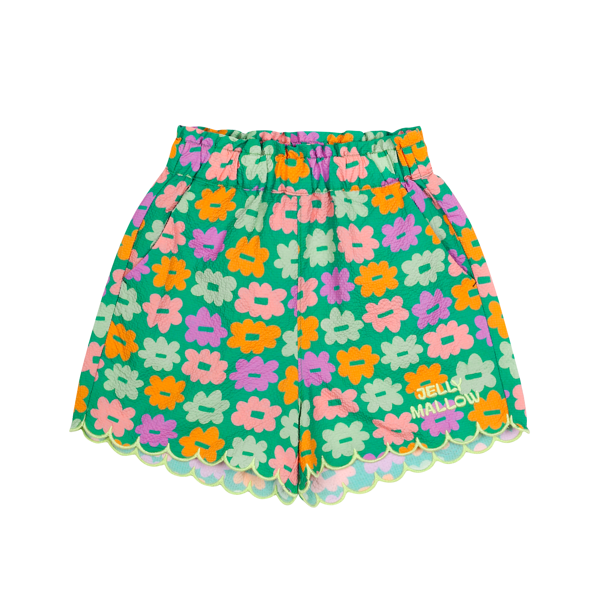 Jelly Mallow Flower Seersucker Shorts