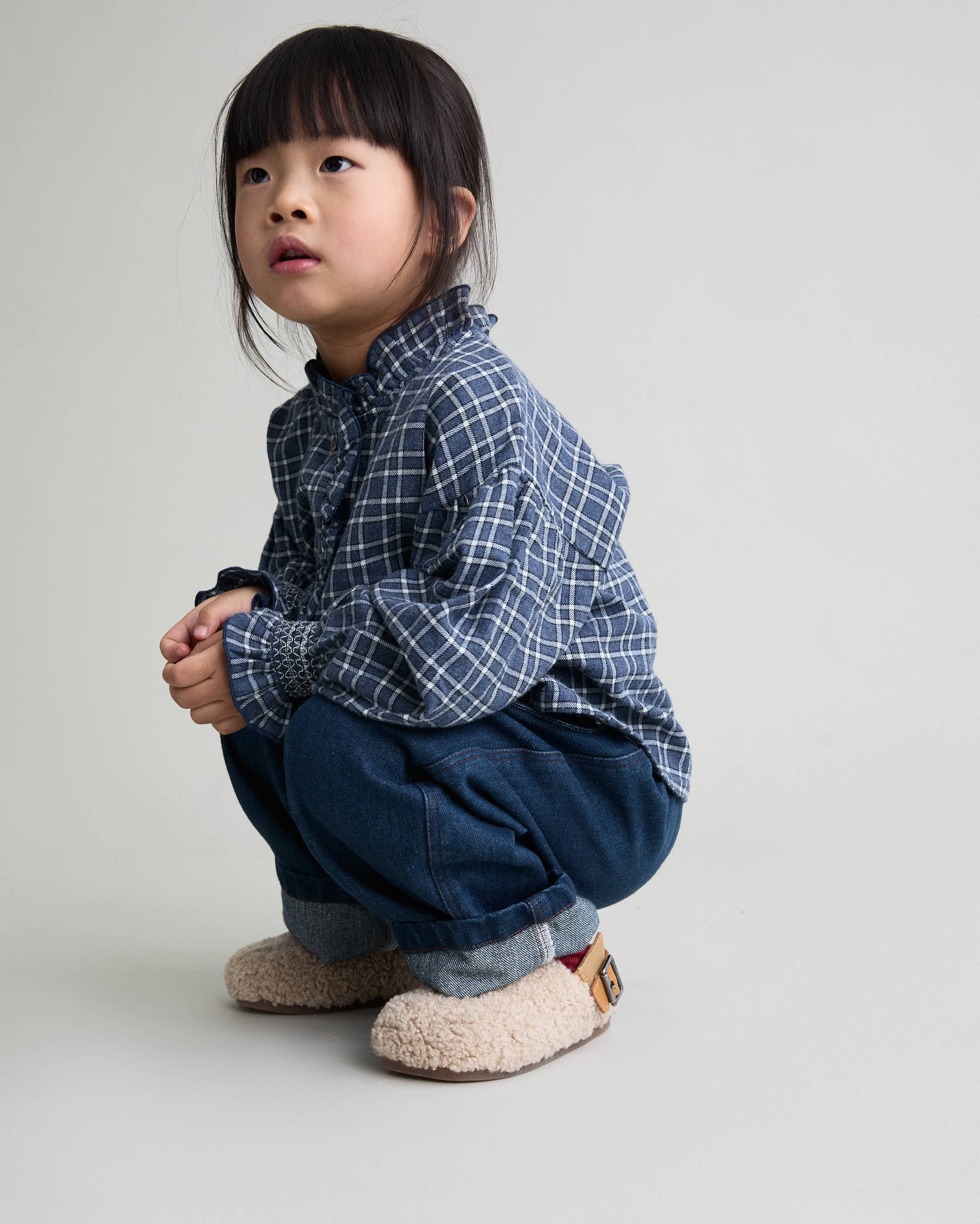 Búho Tartan Blouse Navy