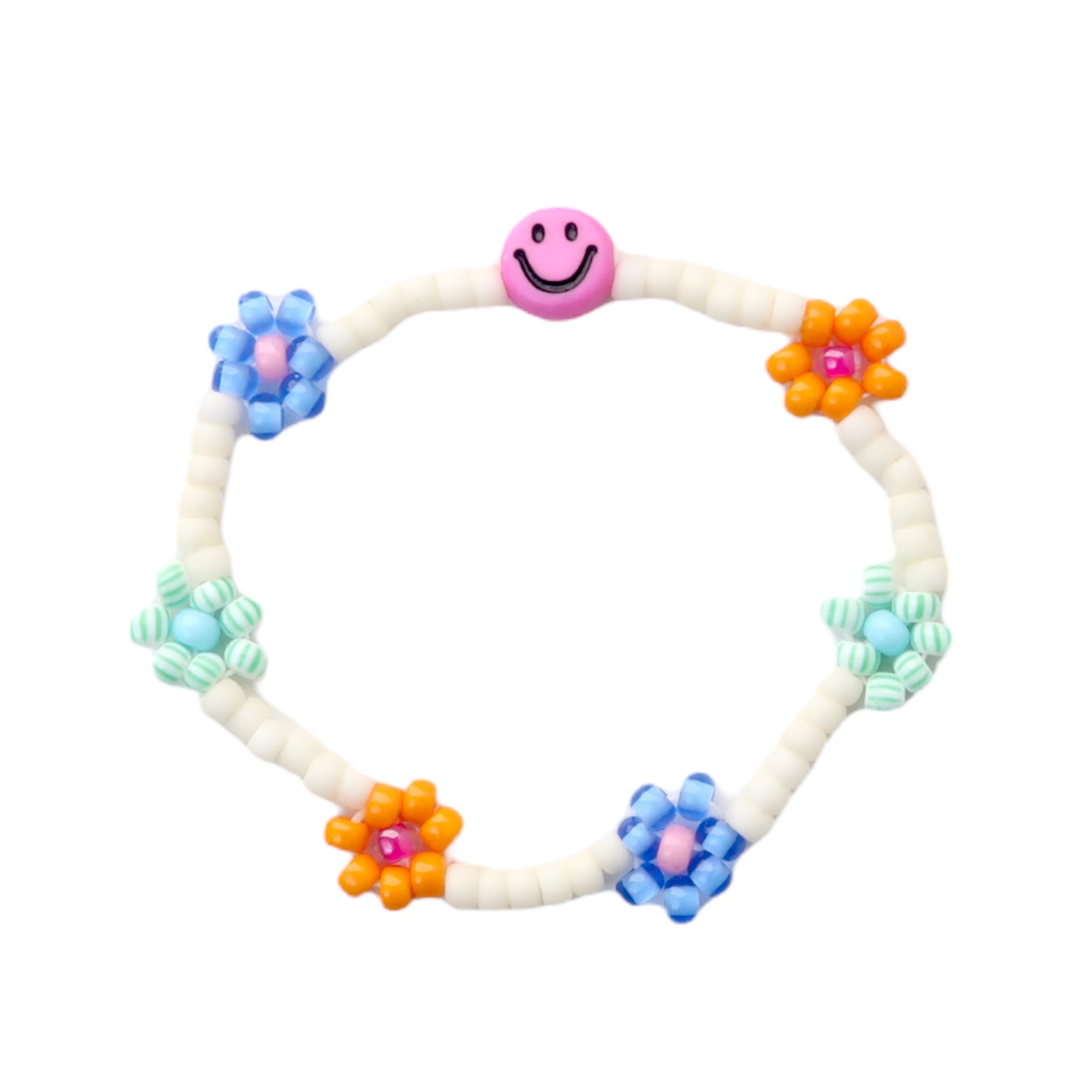 Love issue - bracelet "daisy" Green stripe - Orange Blue