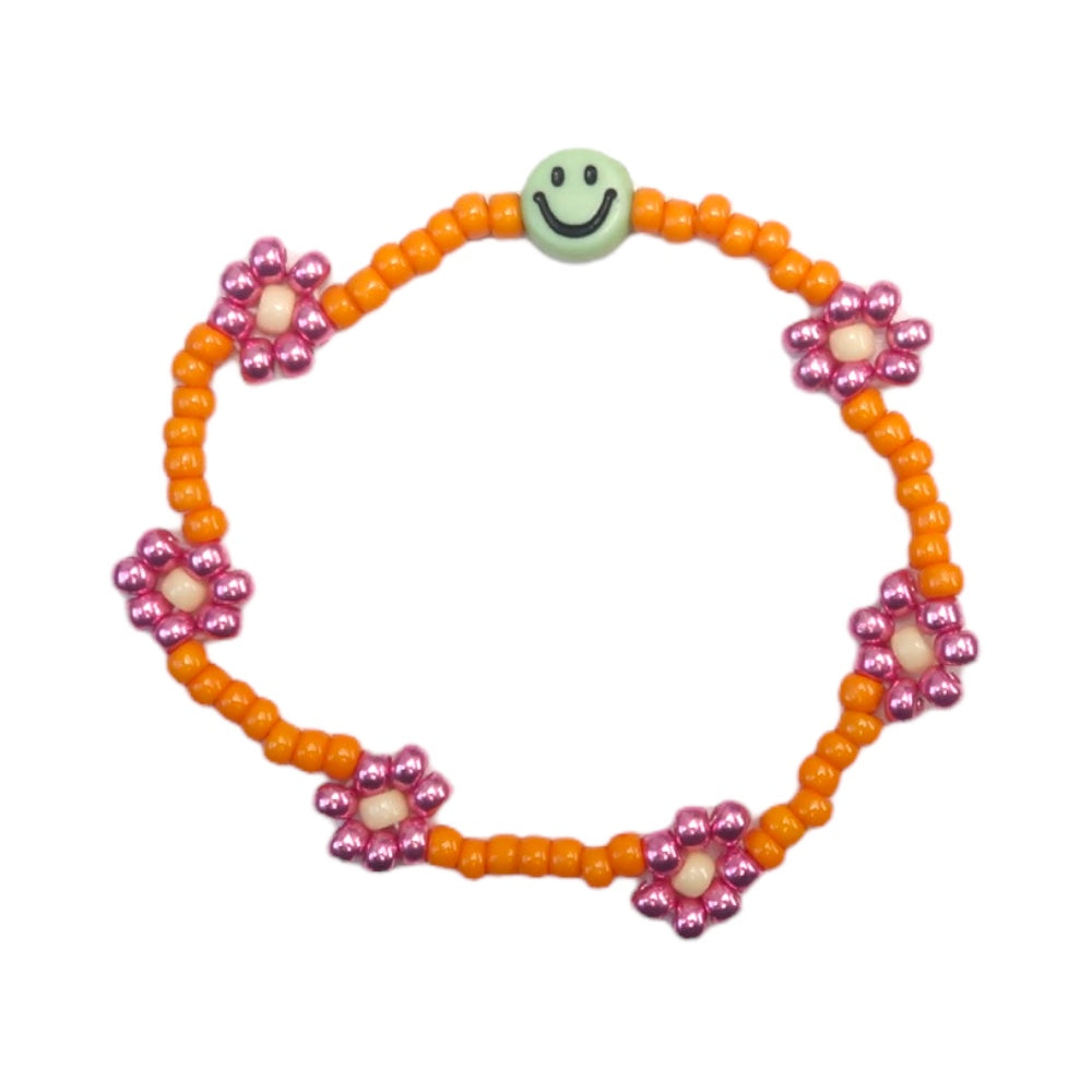 Love issue - Bracelet "Daisy" Smiley Green-Shiny pink
