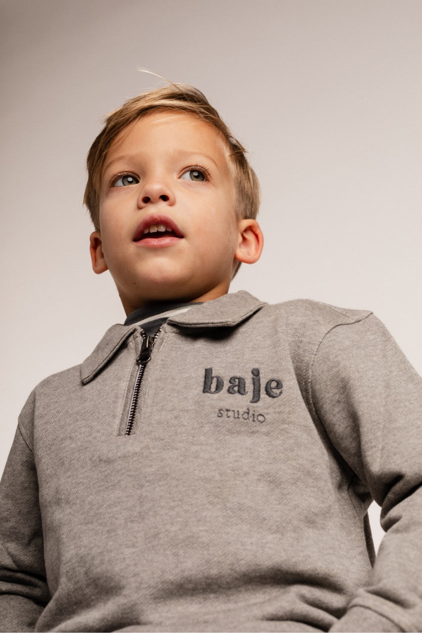 Baje Studio Morlon Polo Sweater Grey Melange