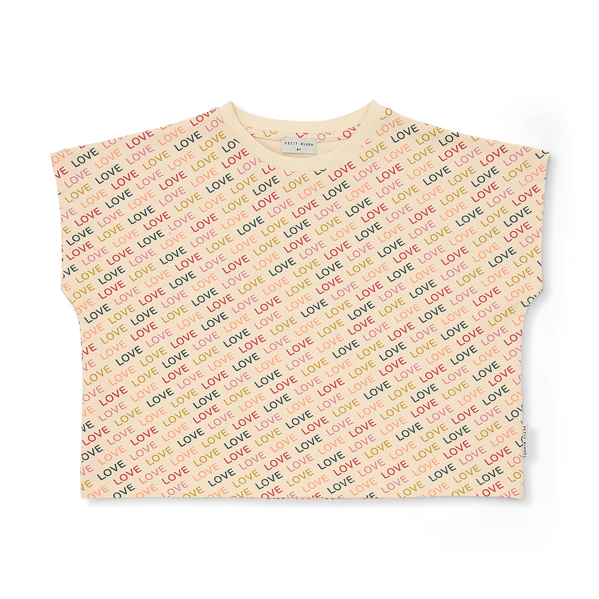 Petit Blush Simple T-shirt Love Text AOP