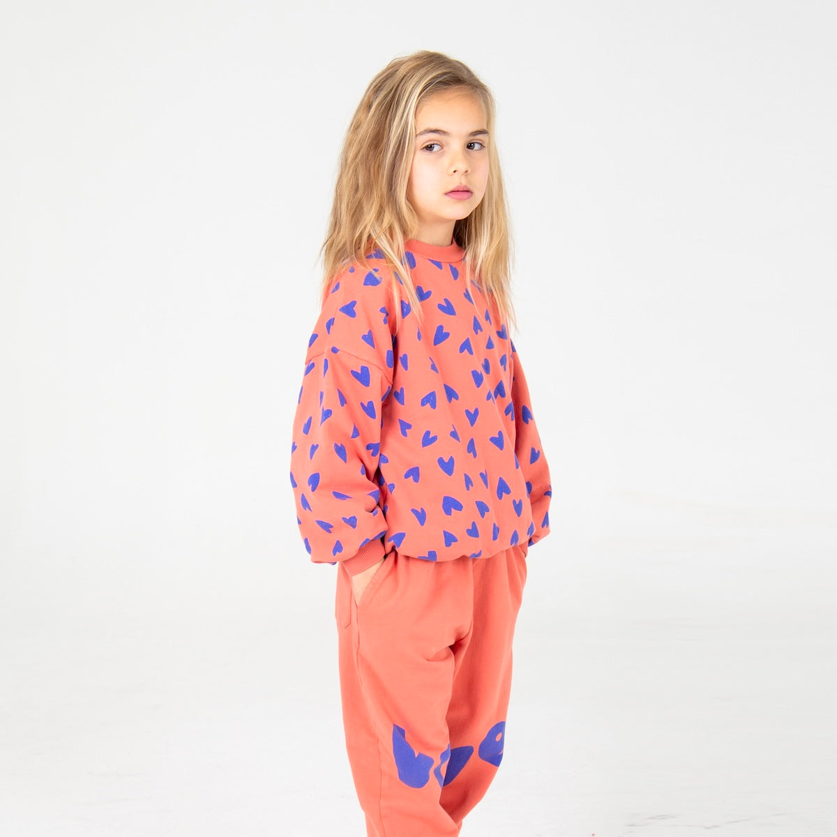 Lötiekids Hearts All Over Sweatshirt Coral