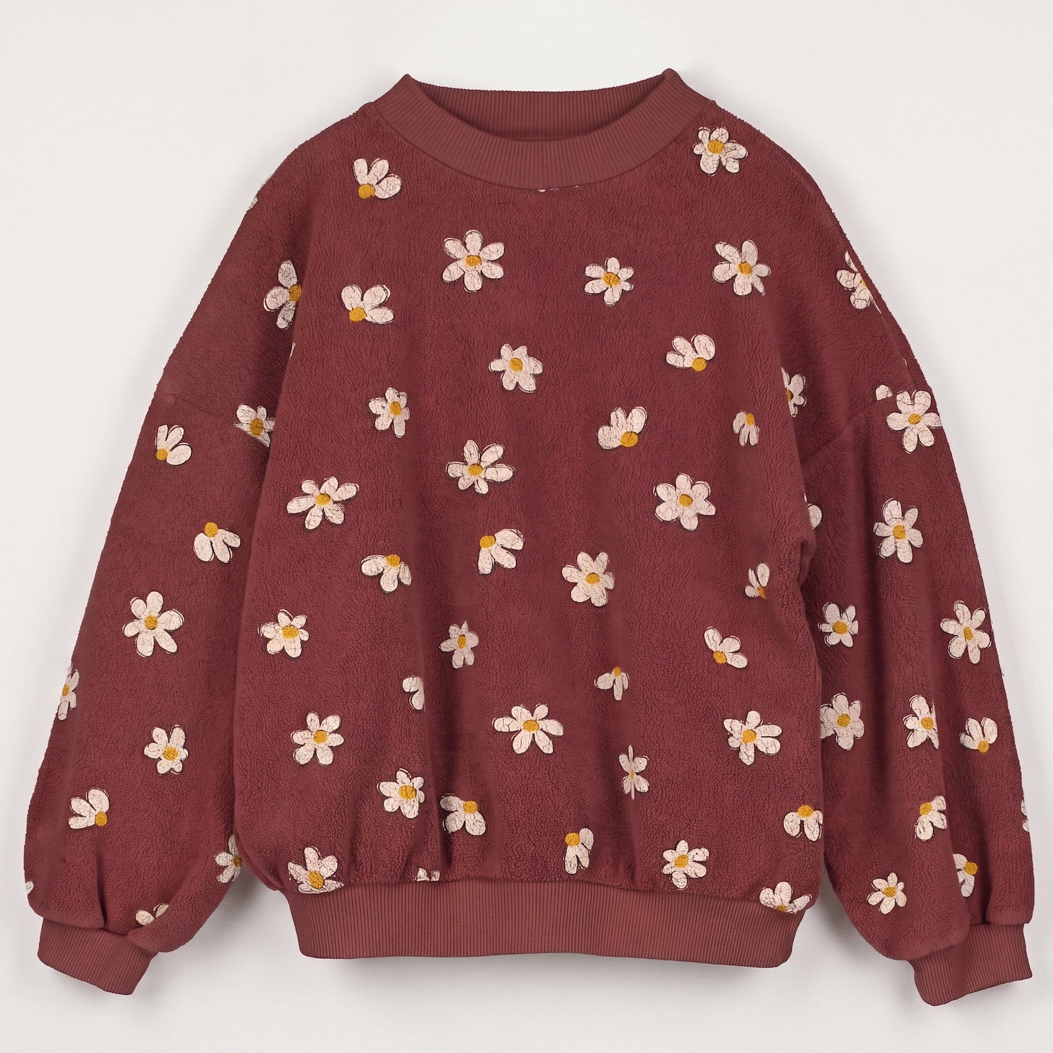 Lötiekids Teddy Sweatshirt Daisies All Over Washed Brown