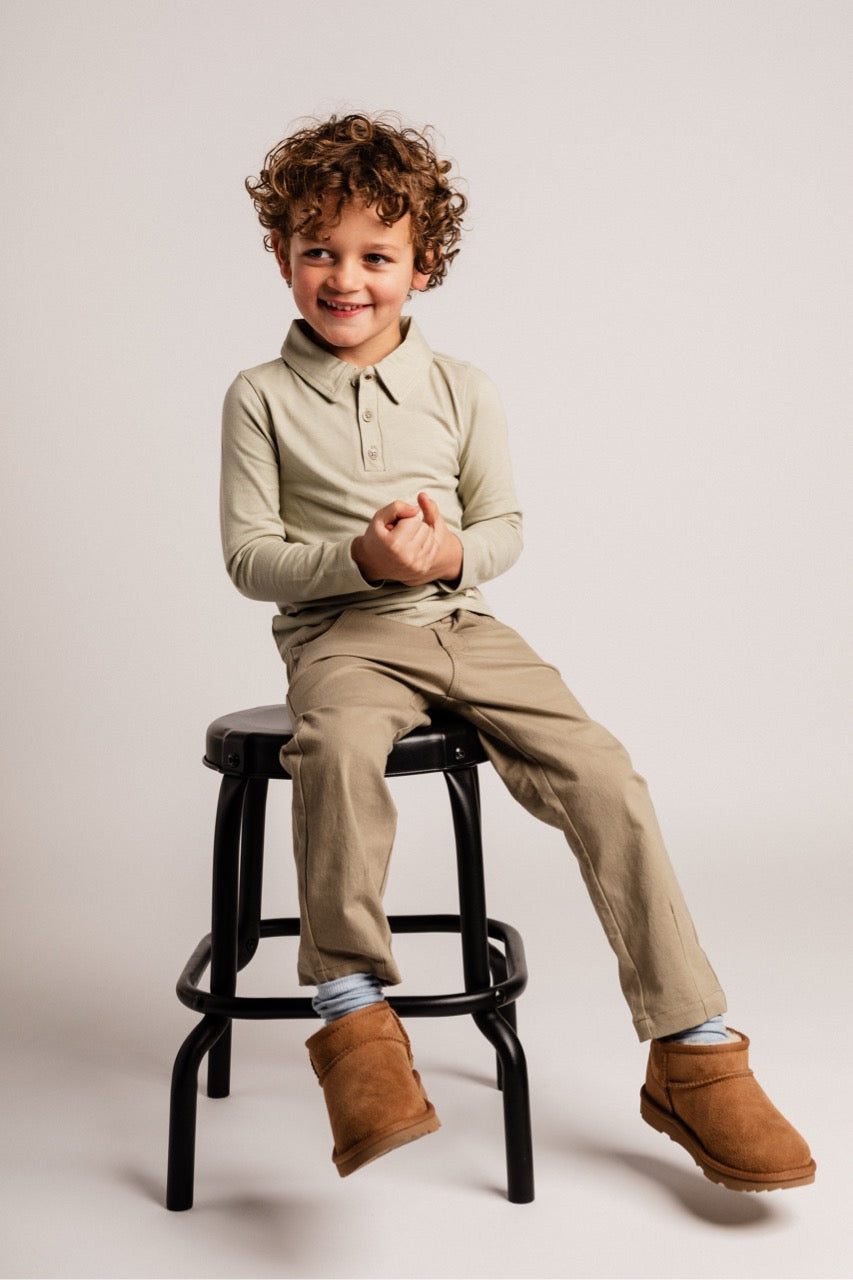 Baje Studio Broc Polo t-shirt Lange Mouwen Green Pistache