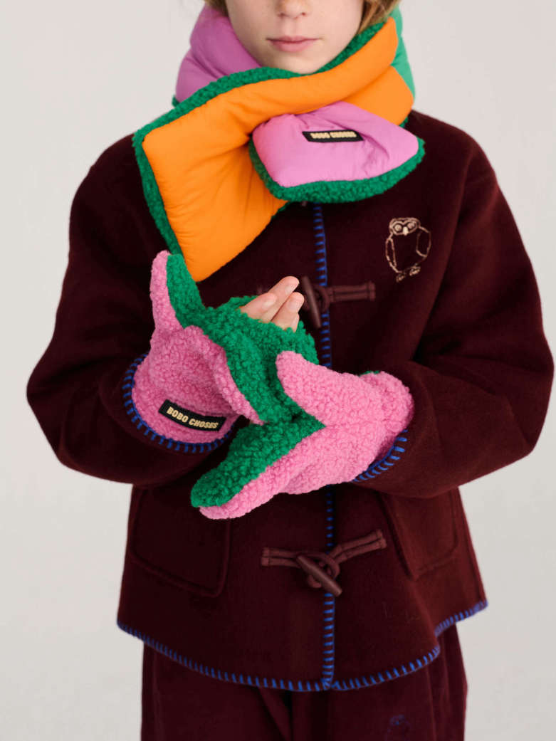 Bobo Choses Color Block Roze Sheepskin Wanten