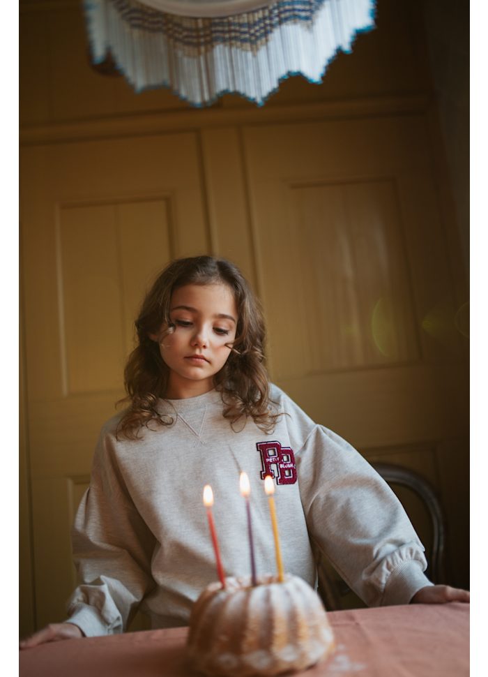 Petit Blush Easy Sweater PB Logo Grey Melange
