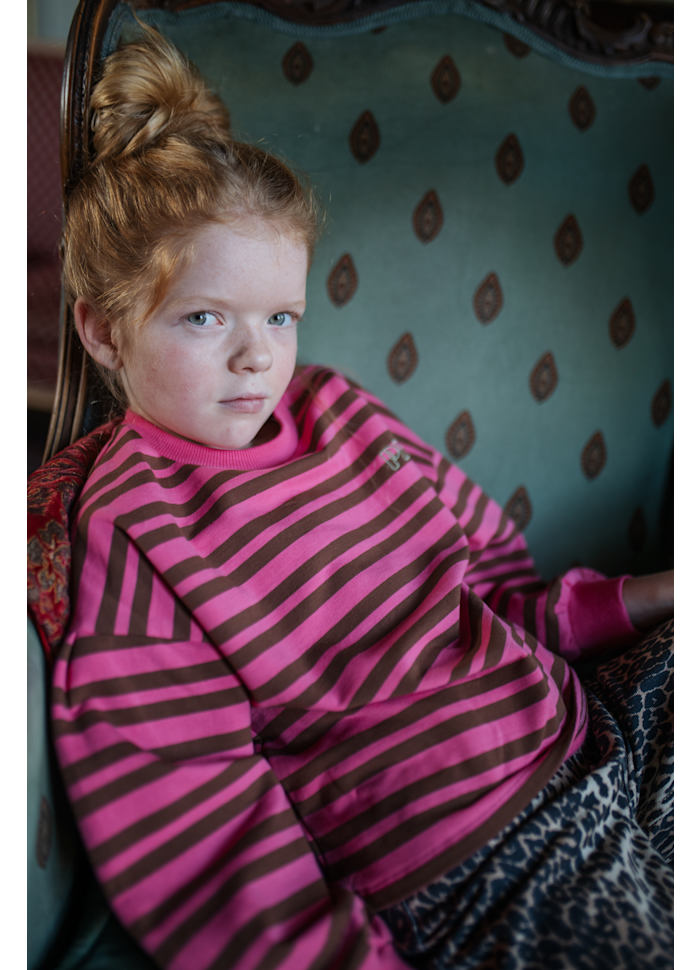 Petit Blush Easy Sweater Stripe Pink Brown