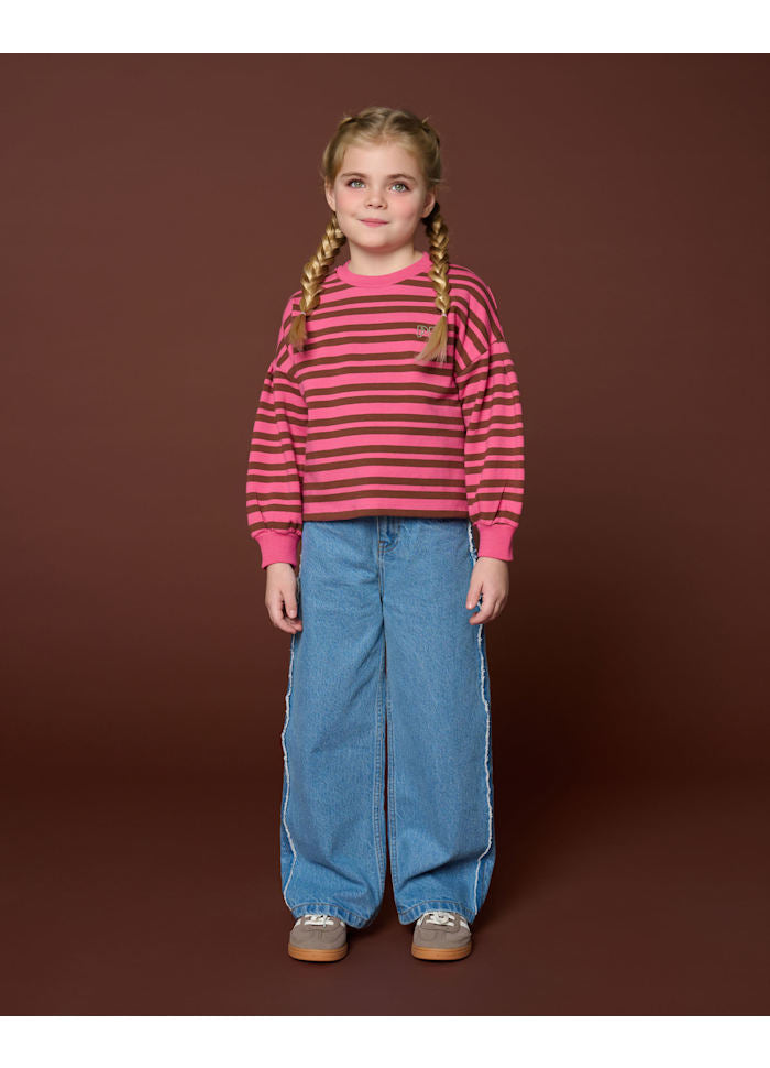 Petit Blush Easy Sweater Stripe Pink Brown