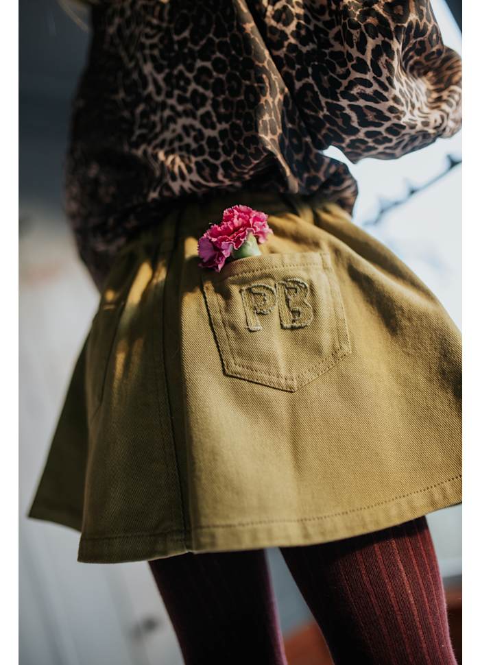 Petit Blush Mini Skirt Khaki