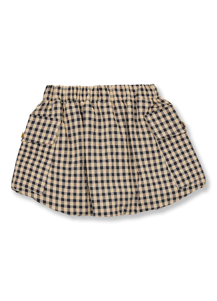 Petit Blush Cargo Ballon Skirt | Check Beige/Blue