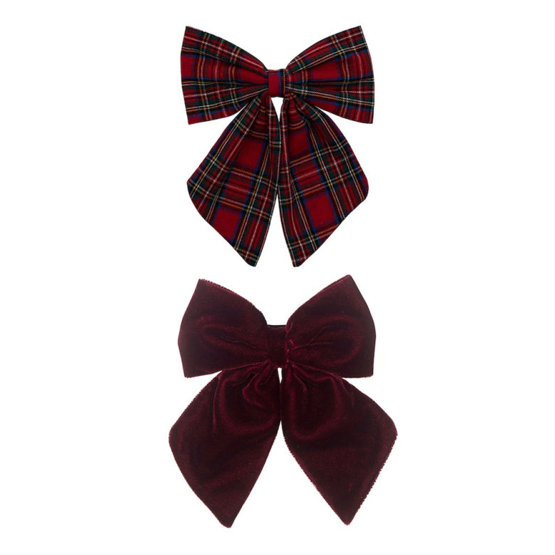 Mimi & Lula Tartan Agnes Bow Clips- Red