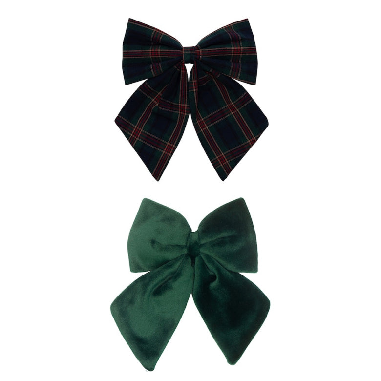 Mimi & Lula Tartan Agnes Bow Clips- Green