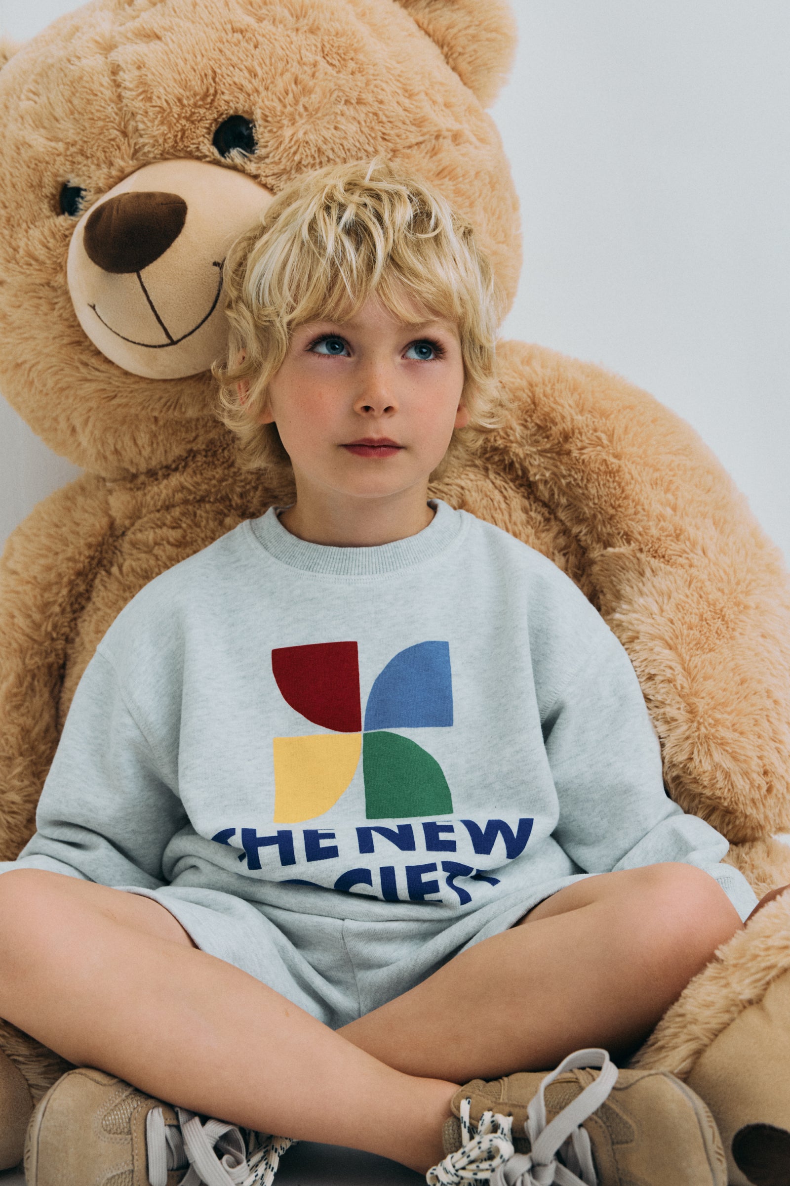 The New Society Logo Sweatshirt Light Grey Melange