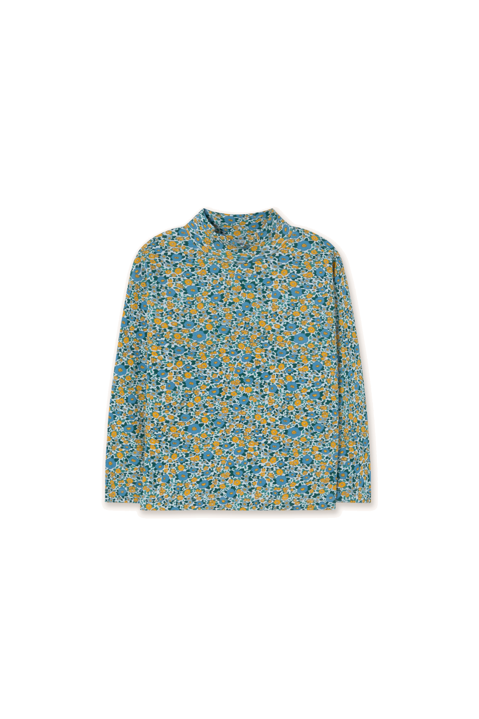 Tiny Cottons Flower Pattern Rib Mockneck