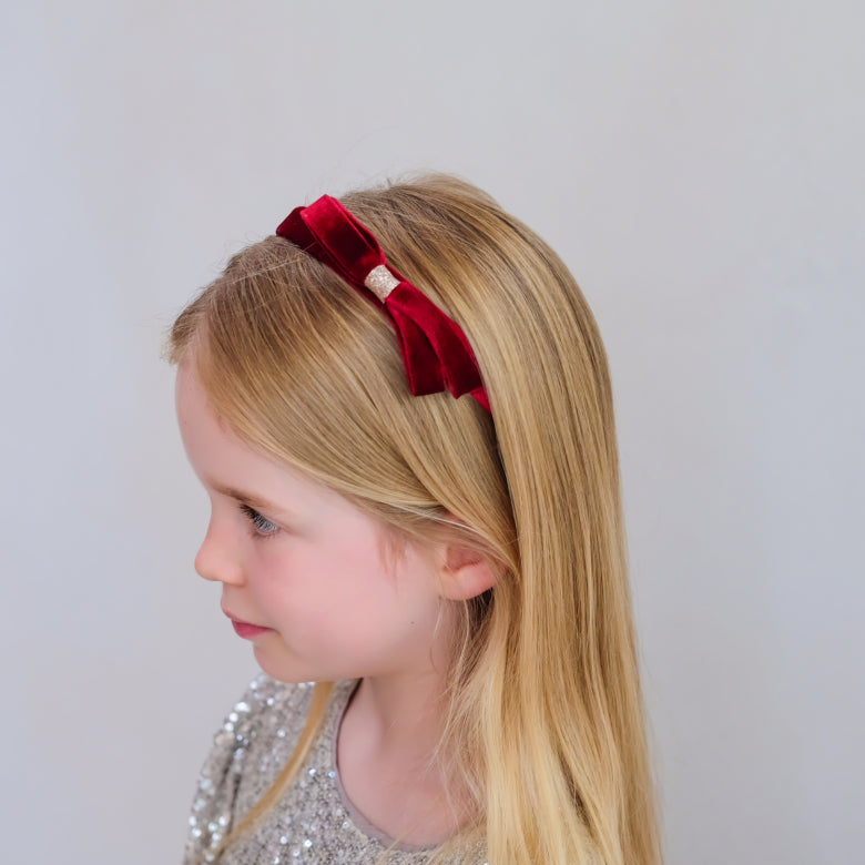 Mimi & lula Violet Bow Headband Burgundy