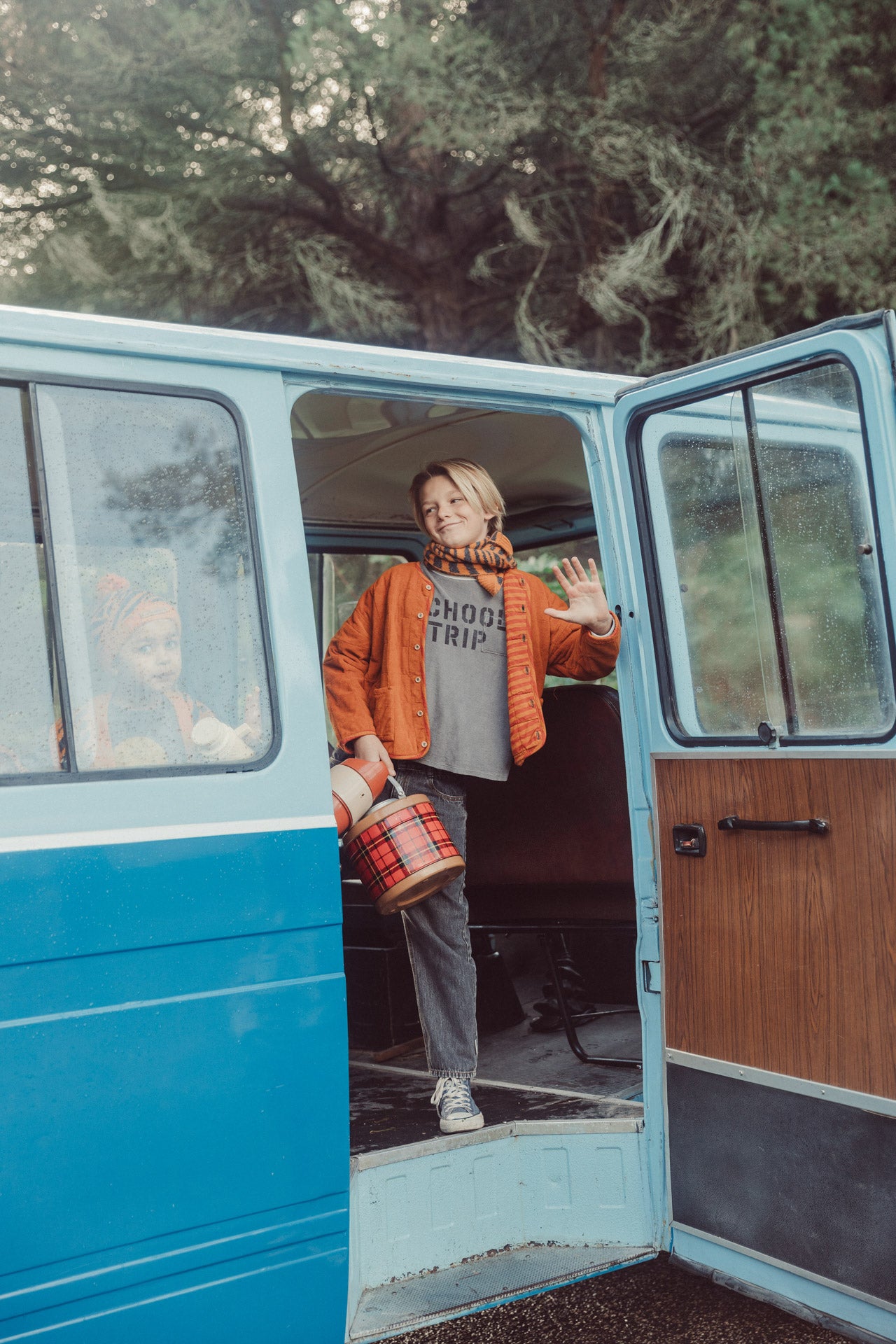 Piupiuchick Terry Cotton Longsleeve Shirt | Grey Schooltrip Print
