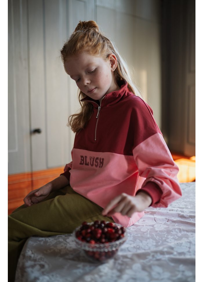 Petit Blush Zipper Sweater Blush | Color Block