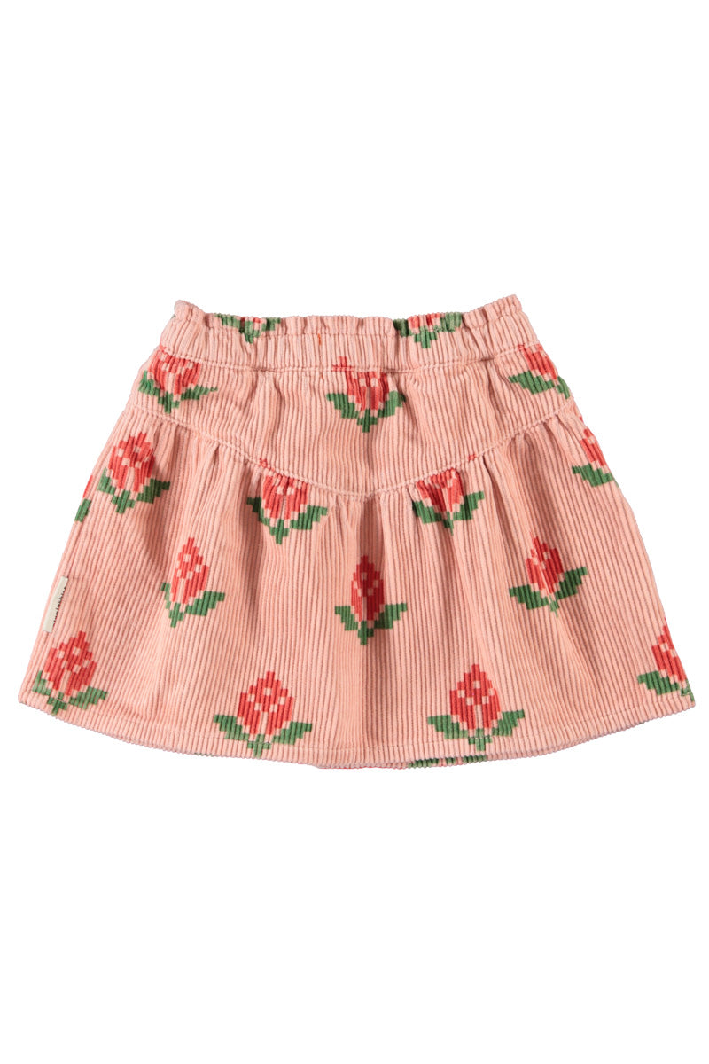 Piupiuchick Short Skirt Pink W/Big Flowers Corduroy