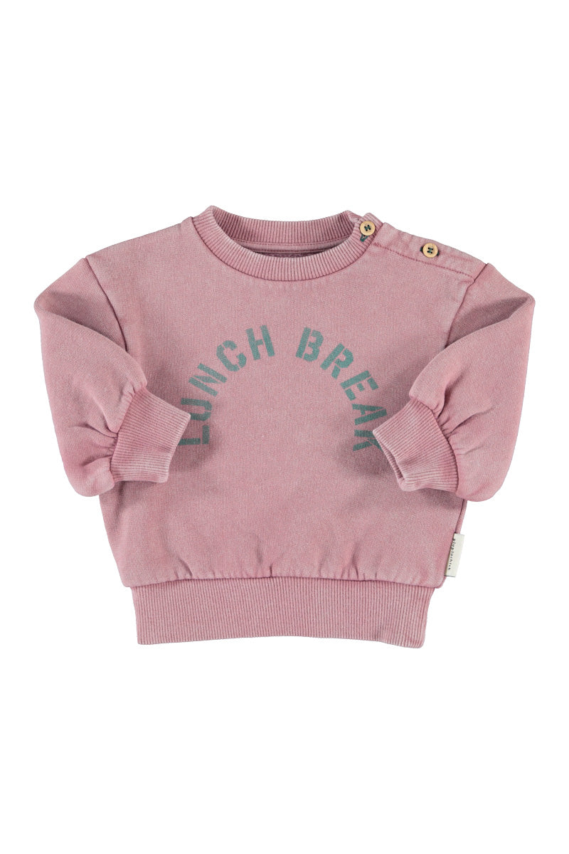 Piupiuchick Baby Oversized Sweatshirt | Pink W/"Lunch Break"