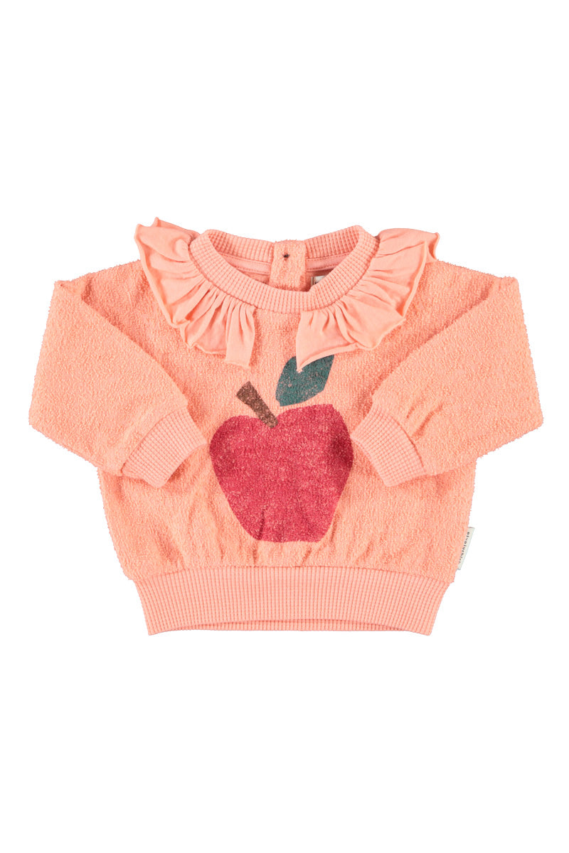 Piupiuchick Baby Sweatshirt W/Collar Pink Apple Print