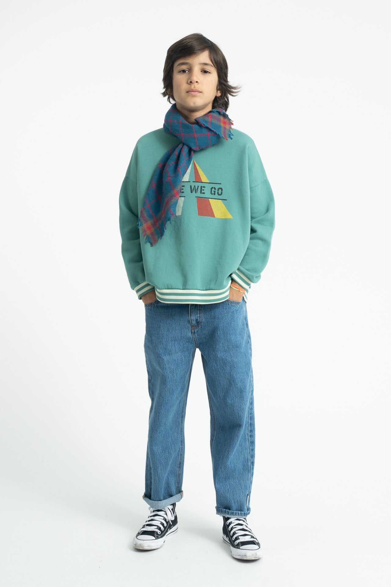 Piupiuchick Sweatshirt Green/ With "Here We Go" Print